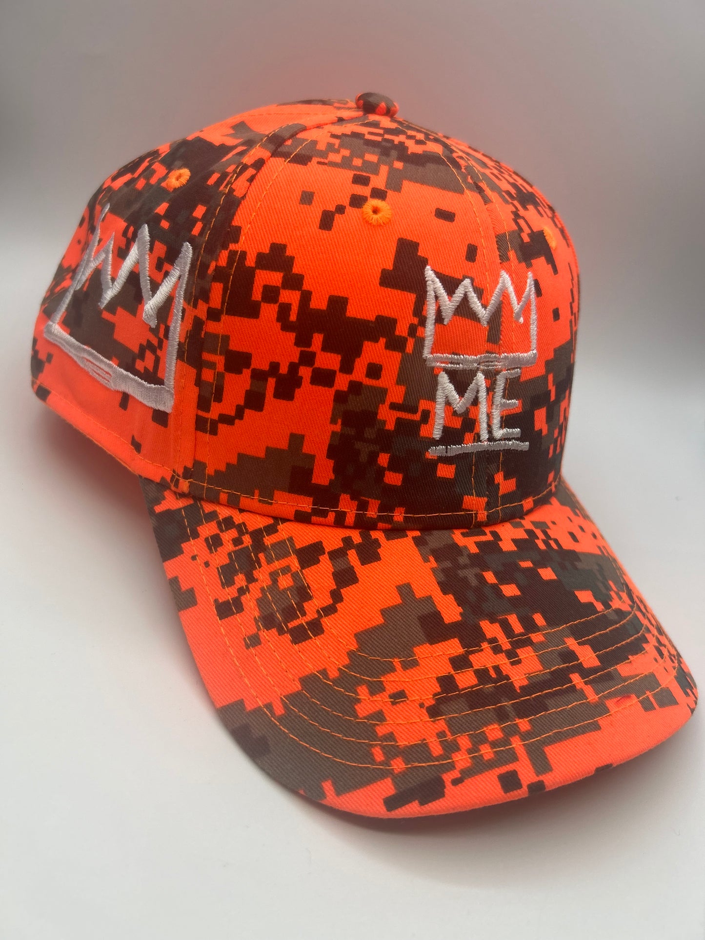 Pixelated Camo Dad Hat with White Krown