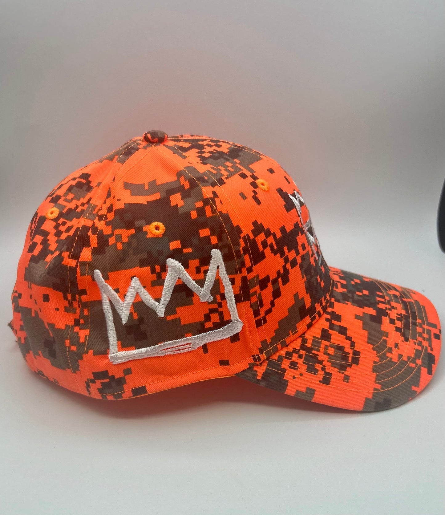 Pixelated Camo Dad Hat with White Krown