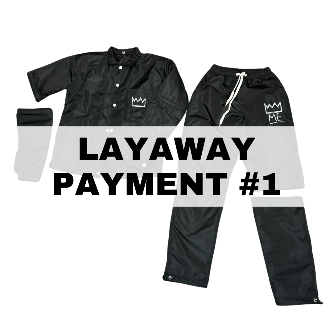 *LAYAWAY OPTION PAYMENT #1* Black CONVERTIBLE Windbreaker Set (PRE-ORDER)