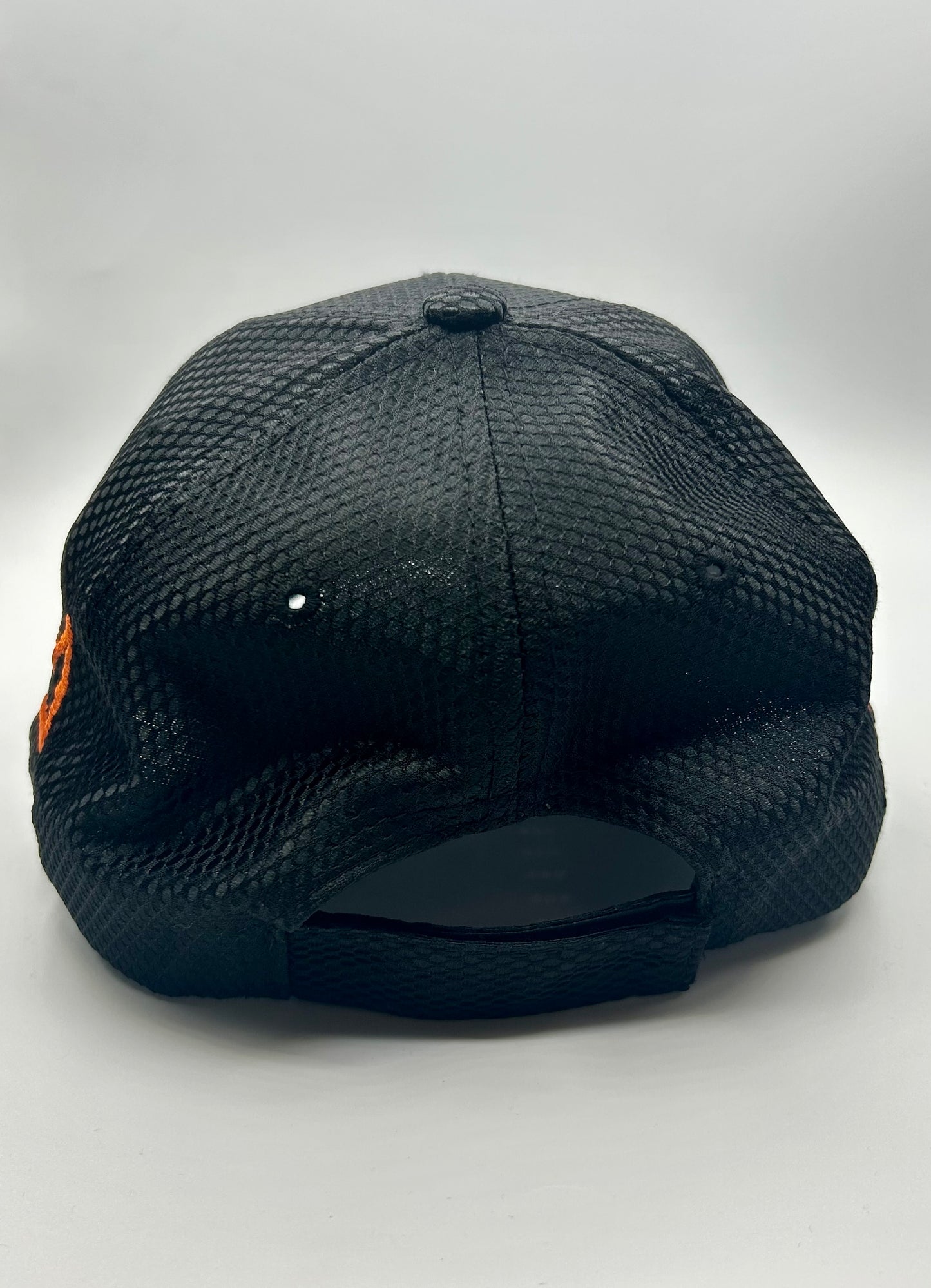 Black Metallic Dad Hat with Orange Krown
