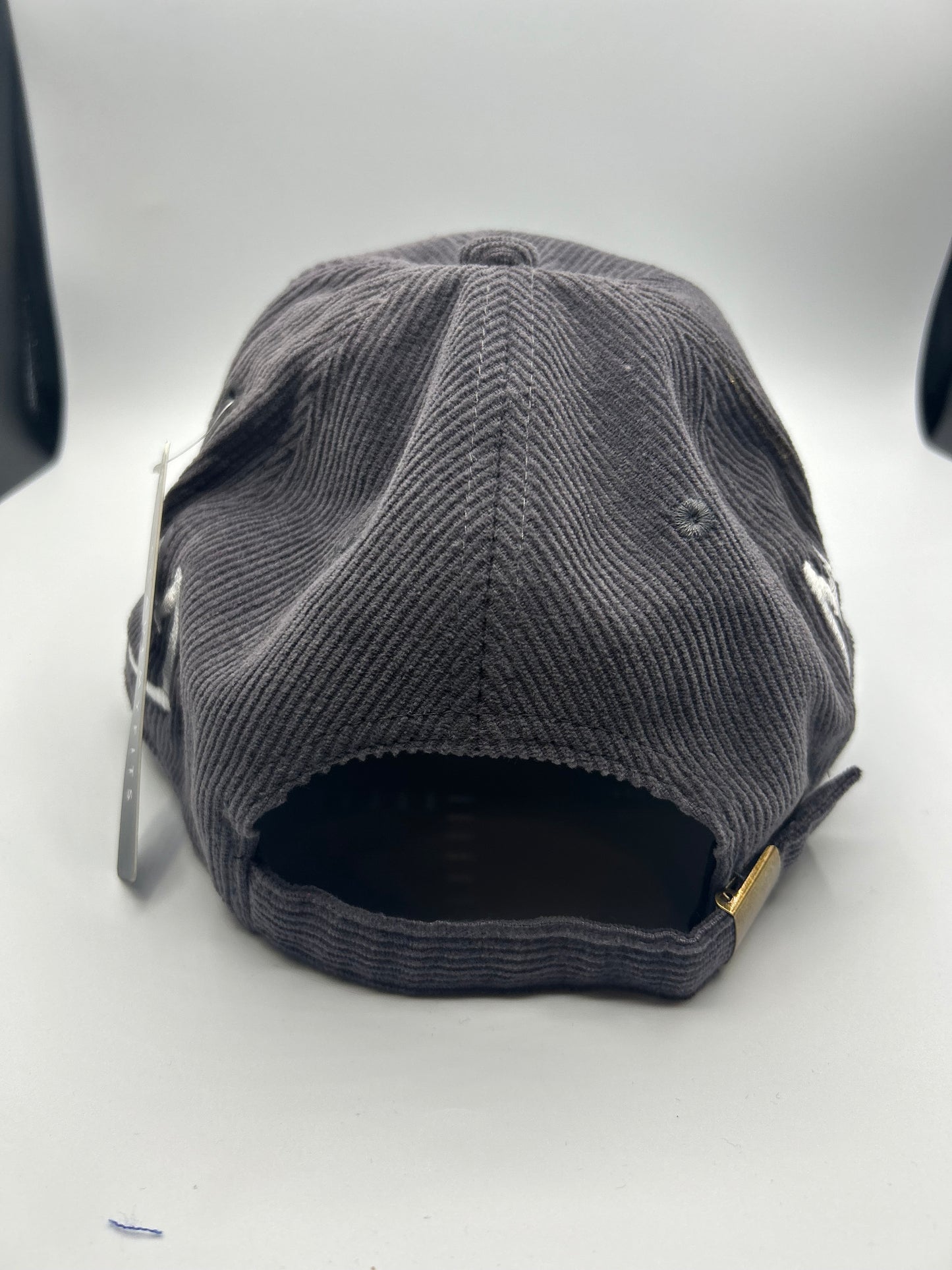 Gray Corduroy Dad Hat with White Krown