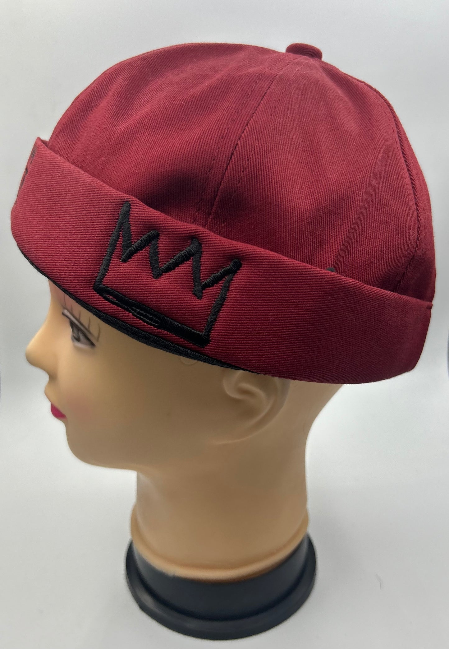 Maroon Brimless Hat with Black Krown