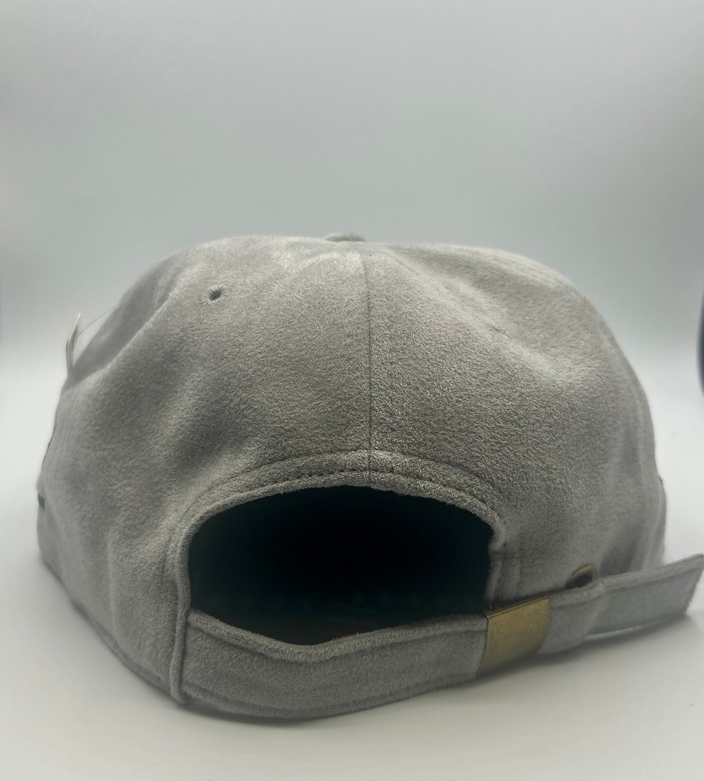 Gray Soft Suede Flat Brim Hat with Black Krown