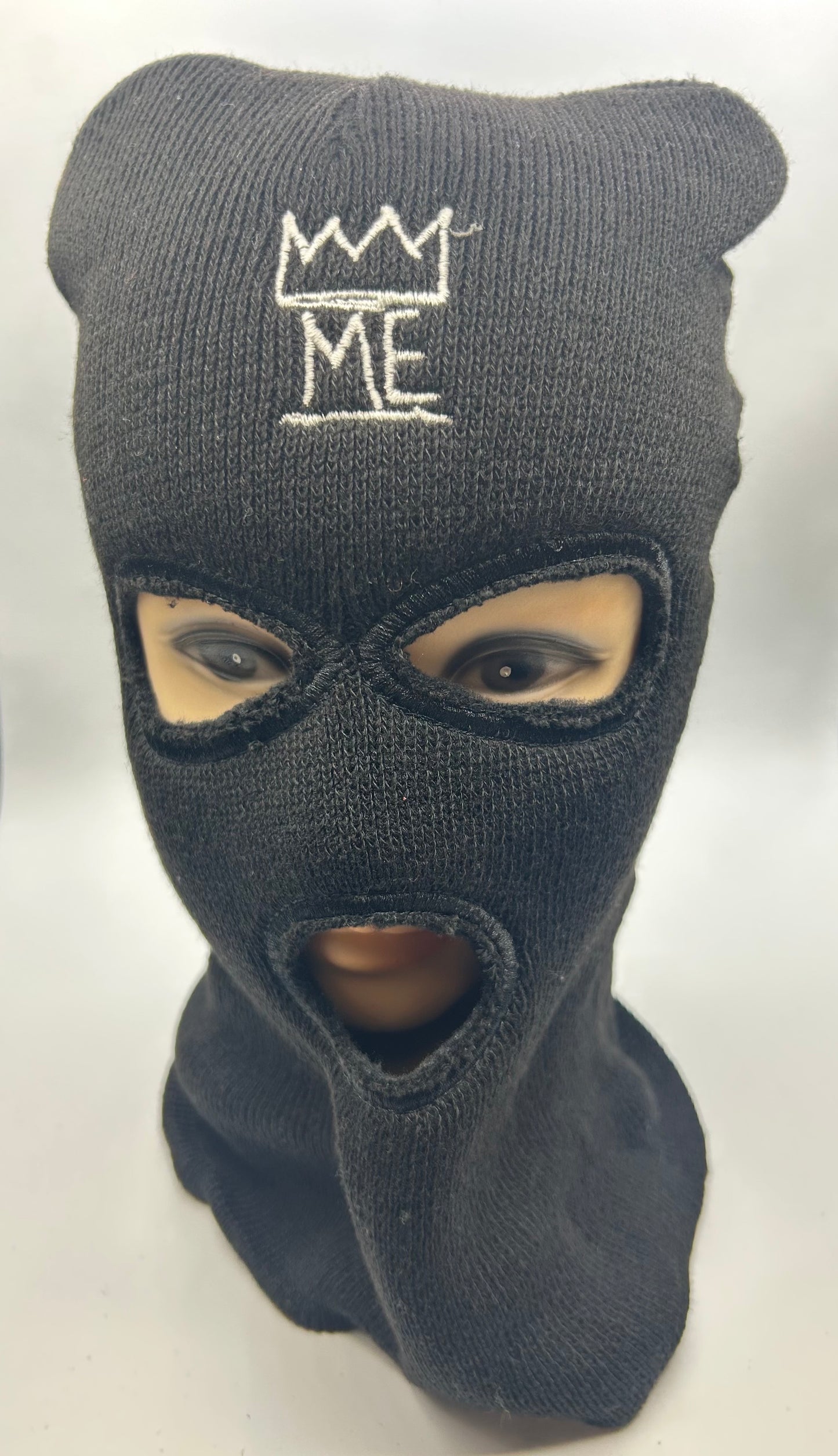 Black Shiesty Ski Mask with Cut Outs with White Krown