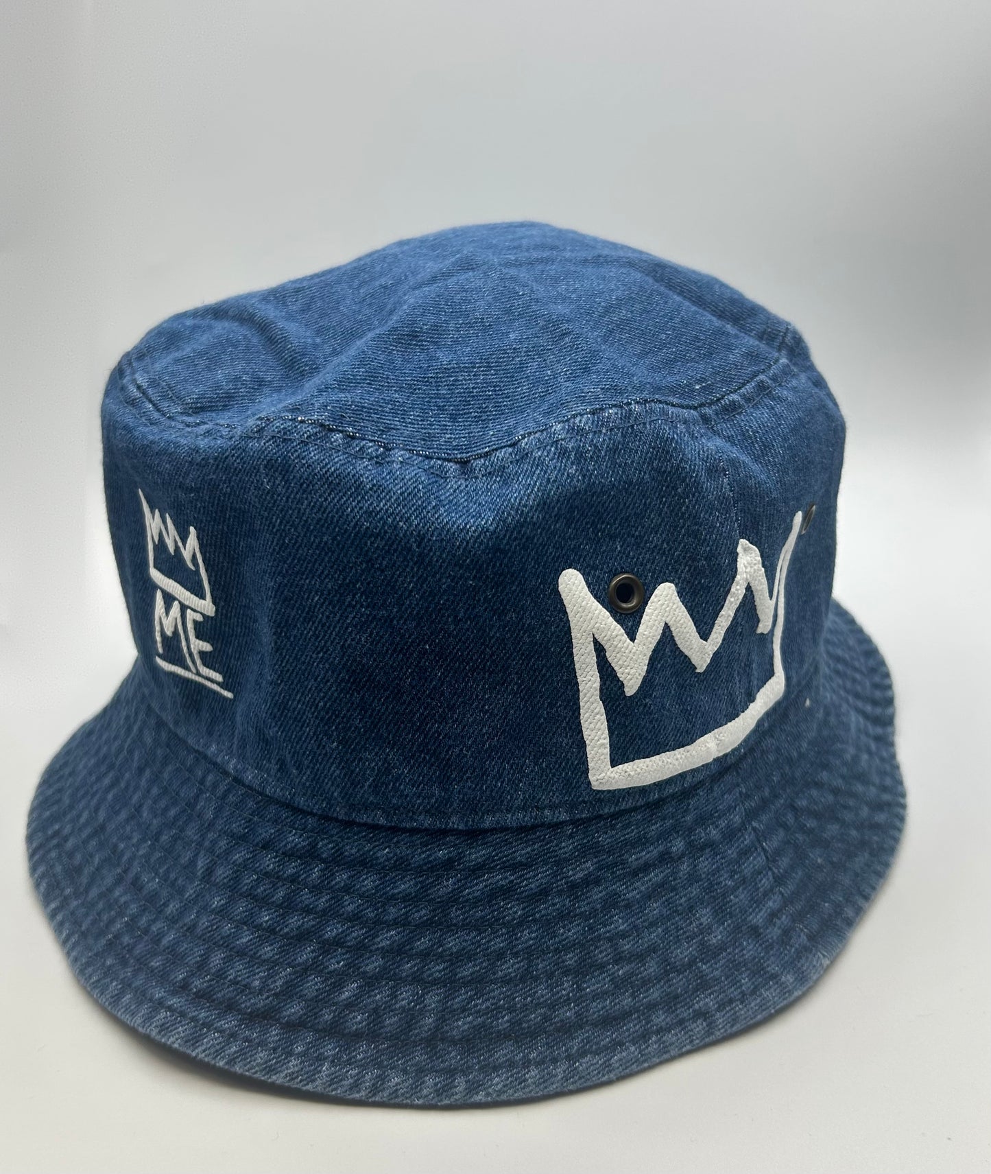 Denim Bucket with White Krown