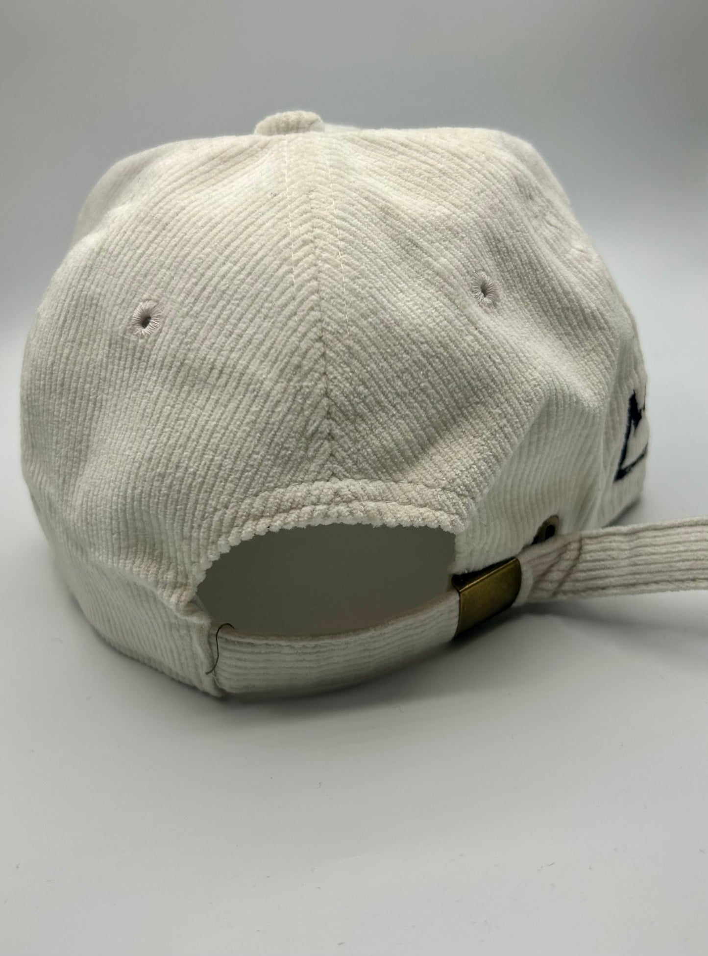 White Corduroy Dad Hat with Black Krown