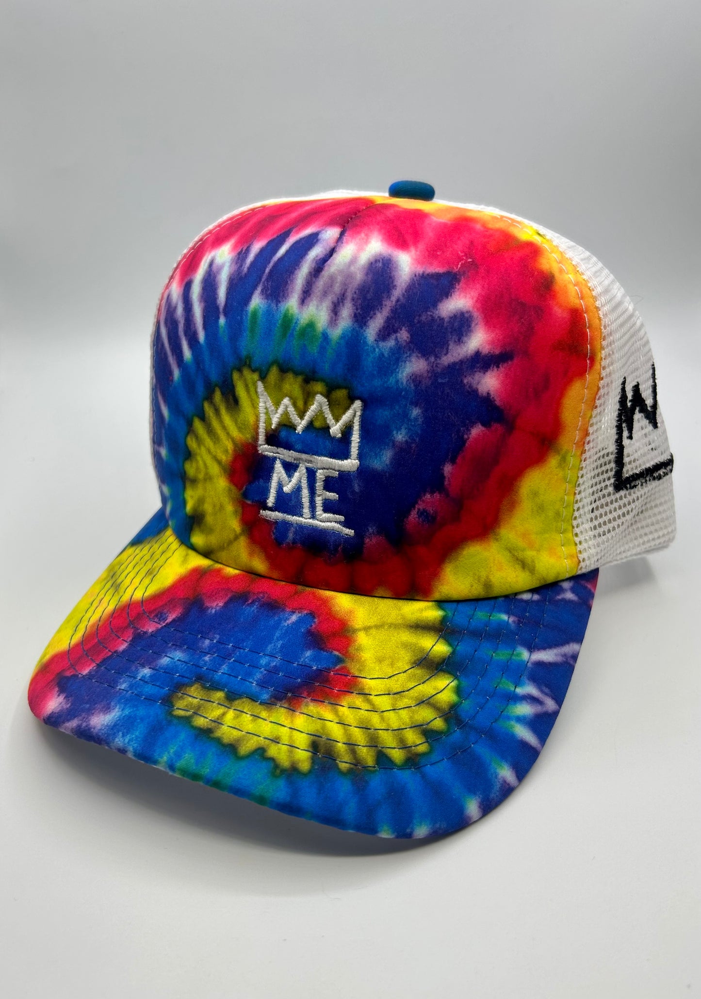 Tie Dye & White Trucker with White and Black Krown