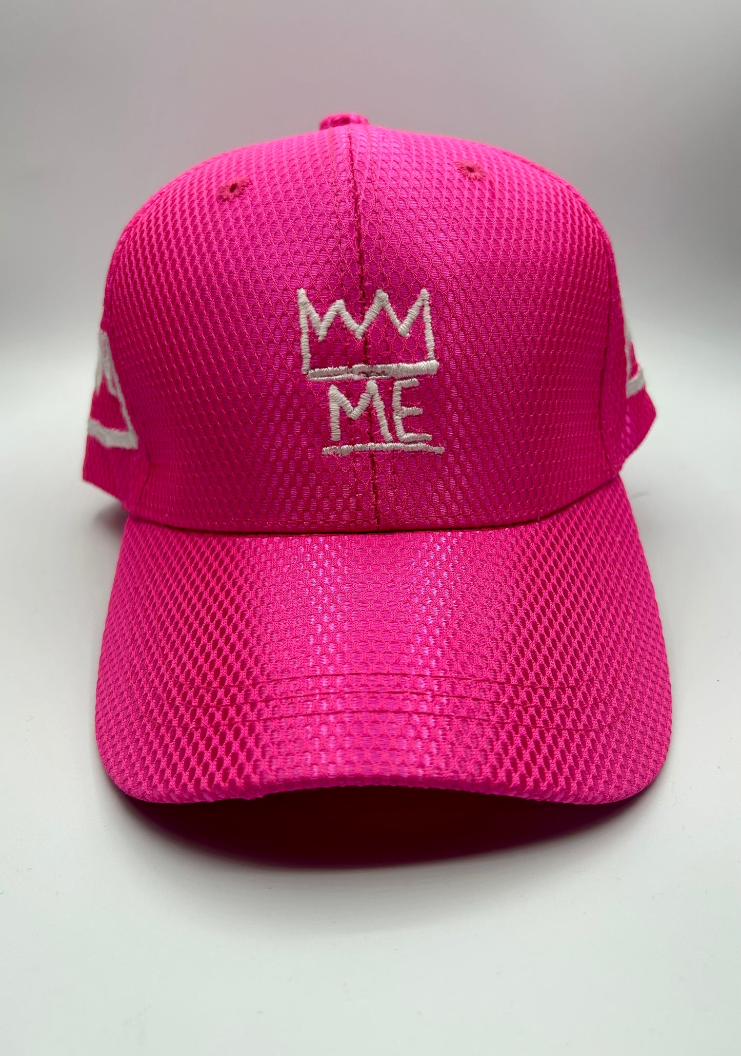 Pink Metallic Dad Hat with White Krown