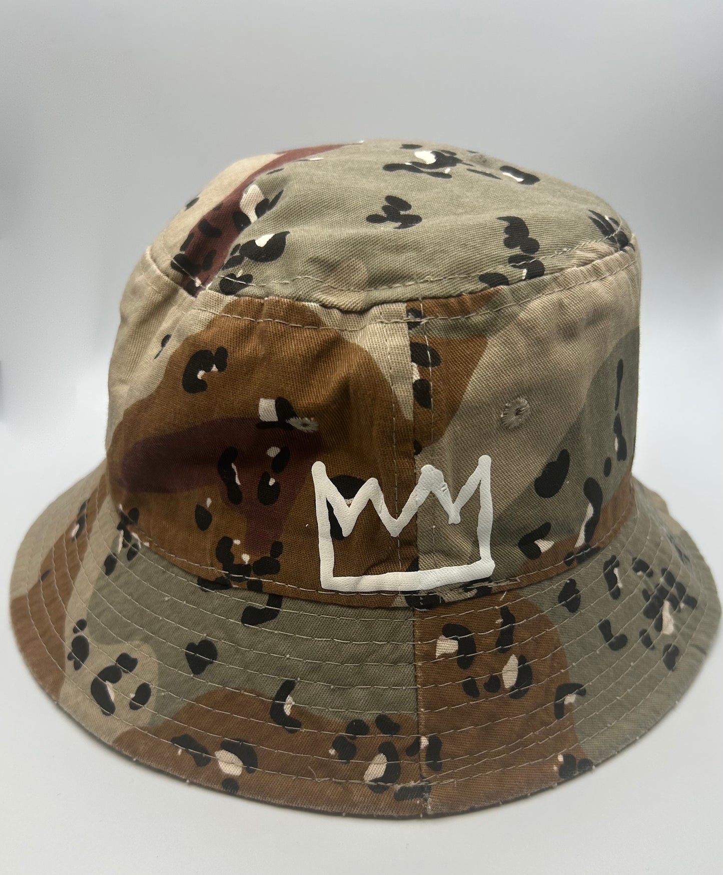 Tan Camo Bucket with White Krown