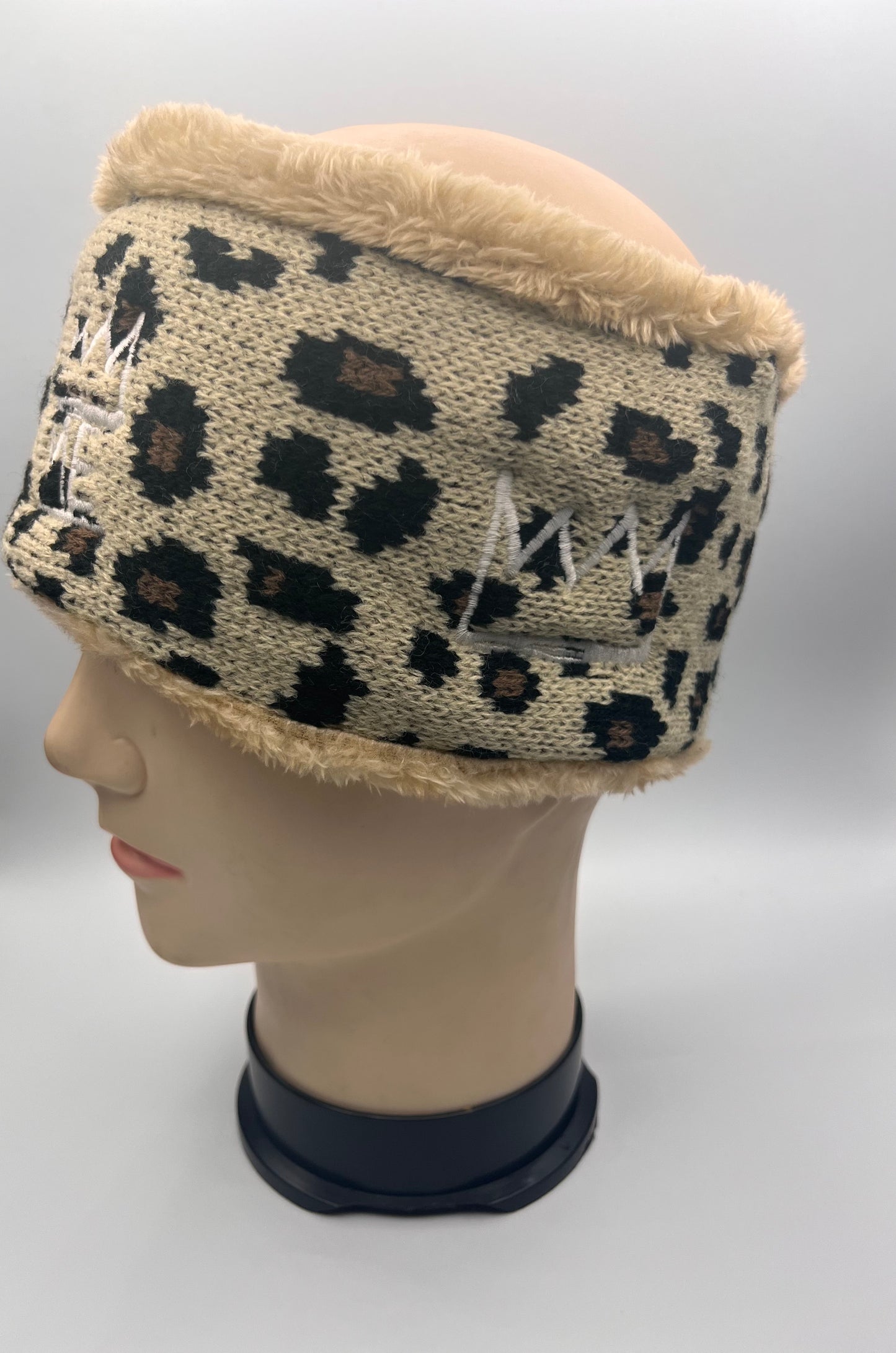Furry Cheetah Headband with White Krown