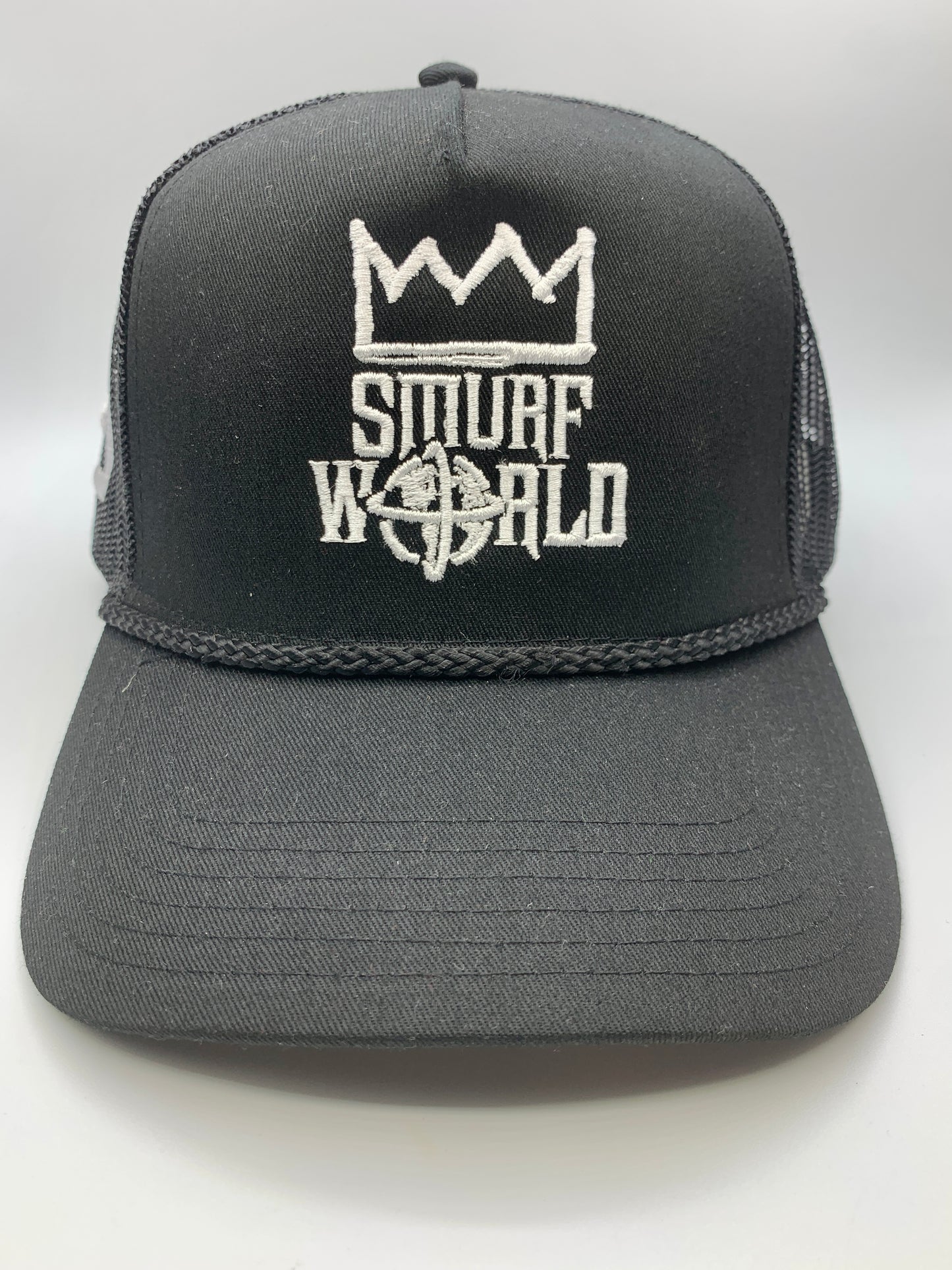 Black Smurf World Trucker with White Krown