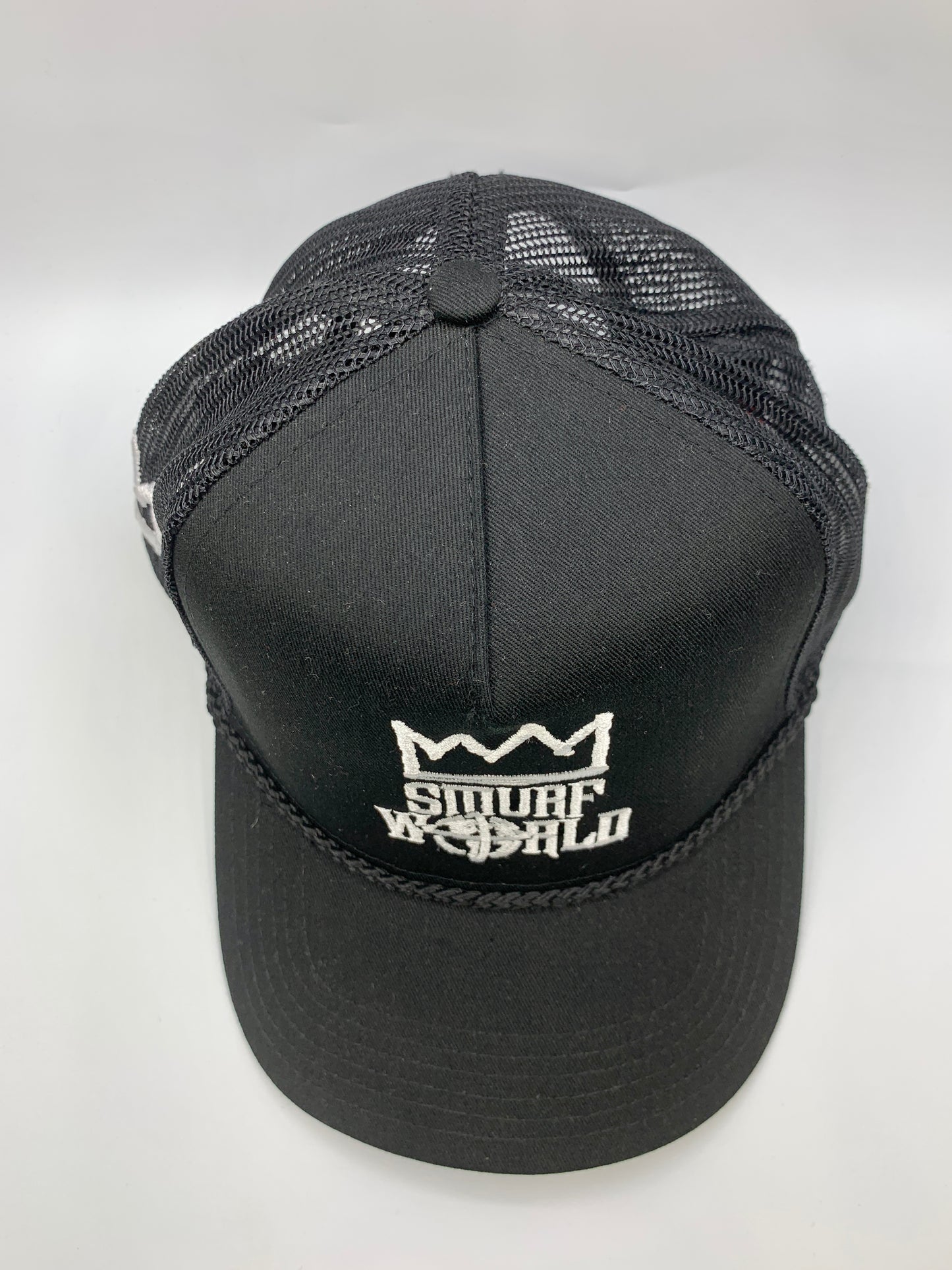 Black Smurf World Trucker with White Krown