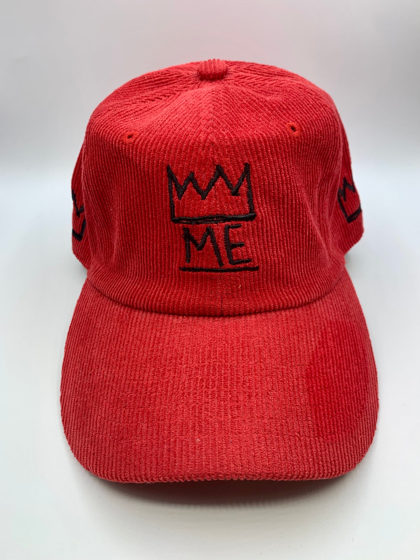 Red Corduroy Dad Hat with Black Krown