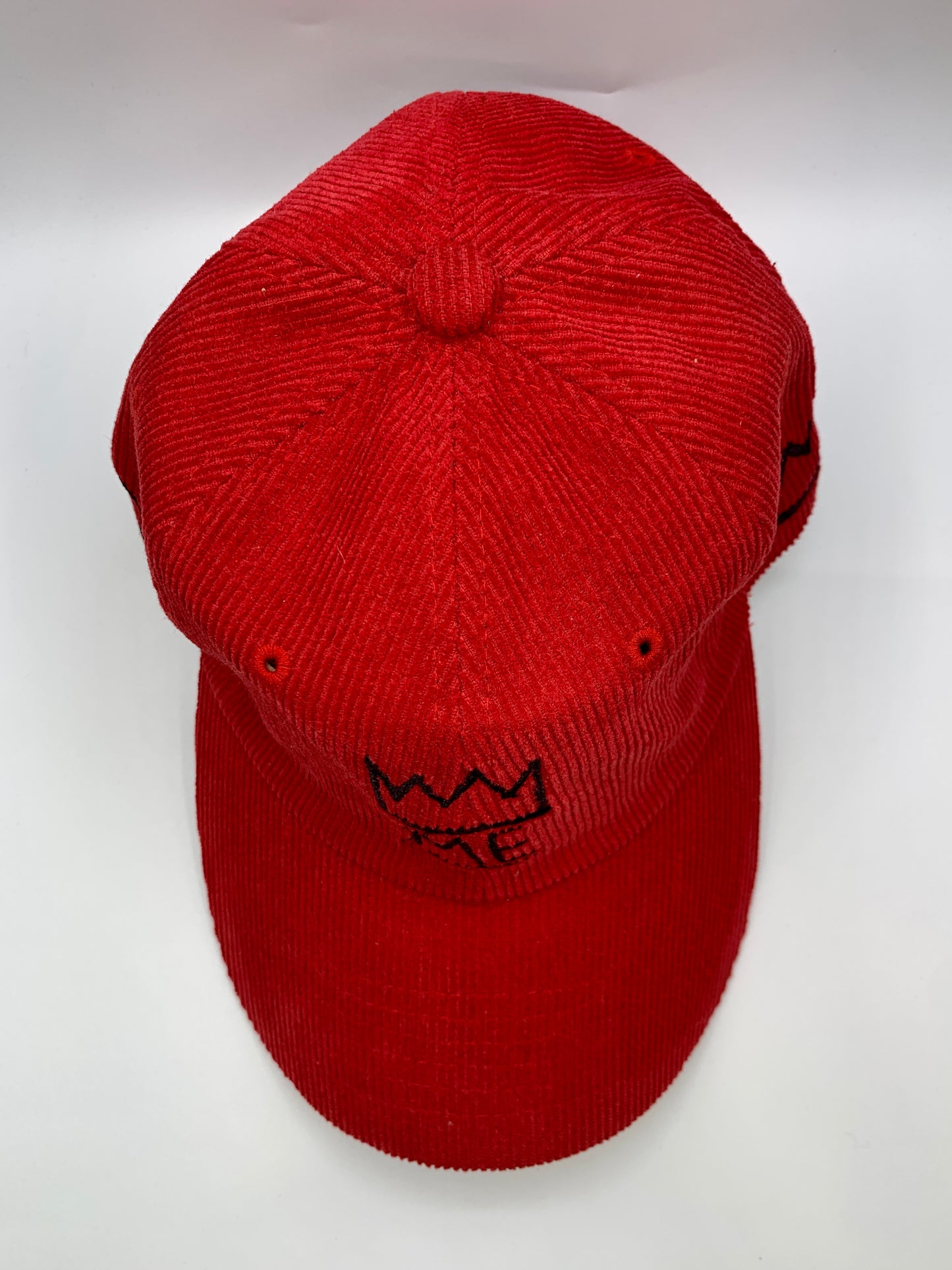 Red Corduroy Dad Hat with Black Krown