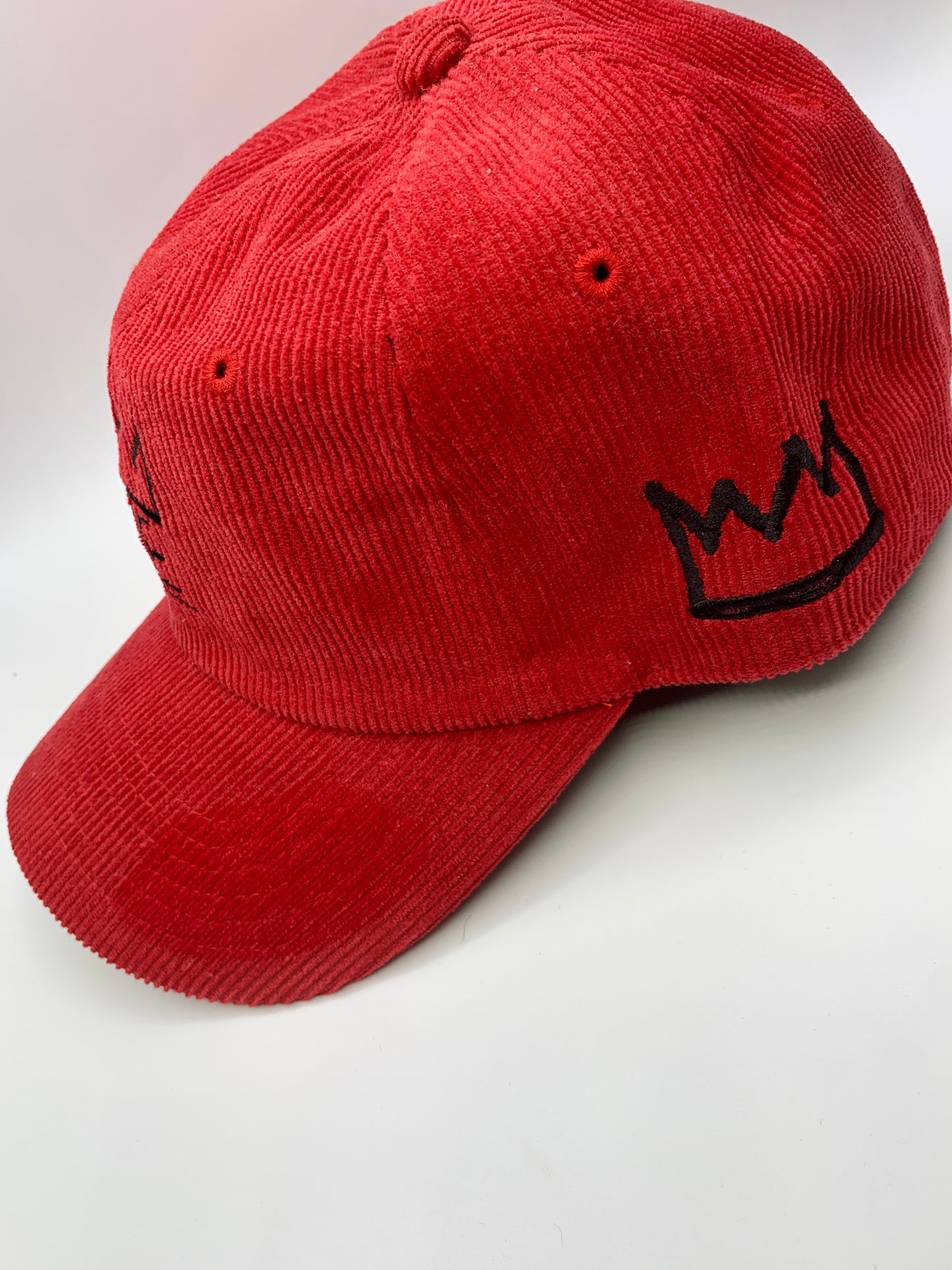 Red Corduroy Dad Hat with Black Krown