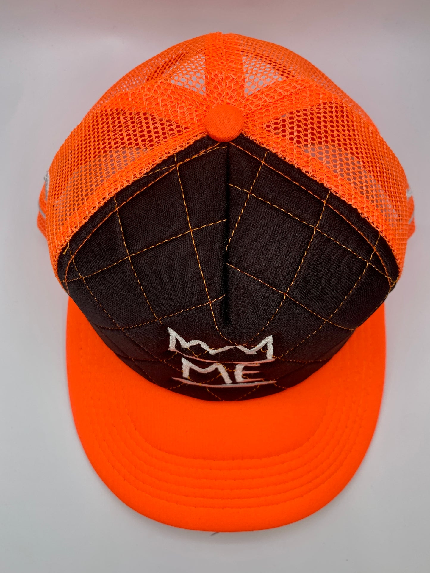 Orange Diamond Trucker with White Krown