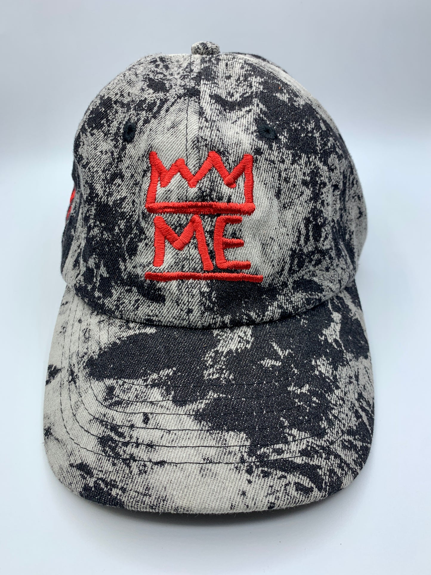 Two-Tone Denim Dad Hat with Red Krown