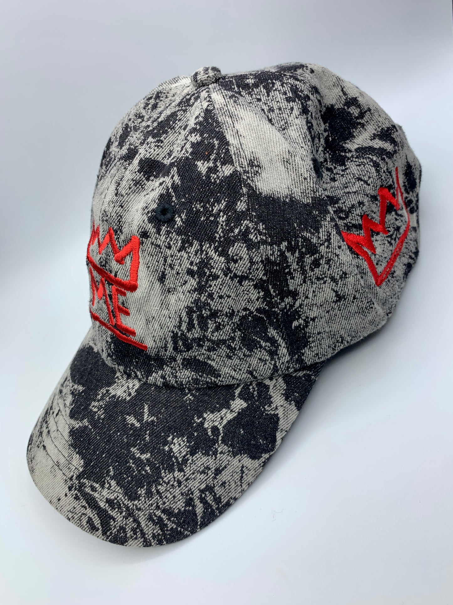 Two-Tone Denim Dad Hat with Red Krown