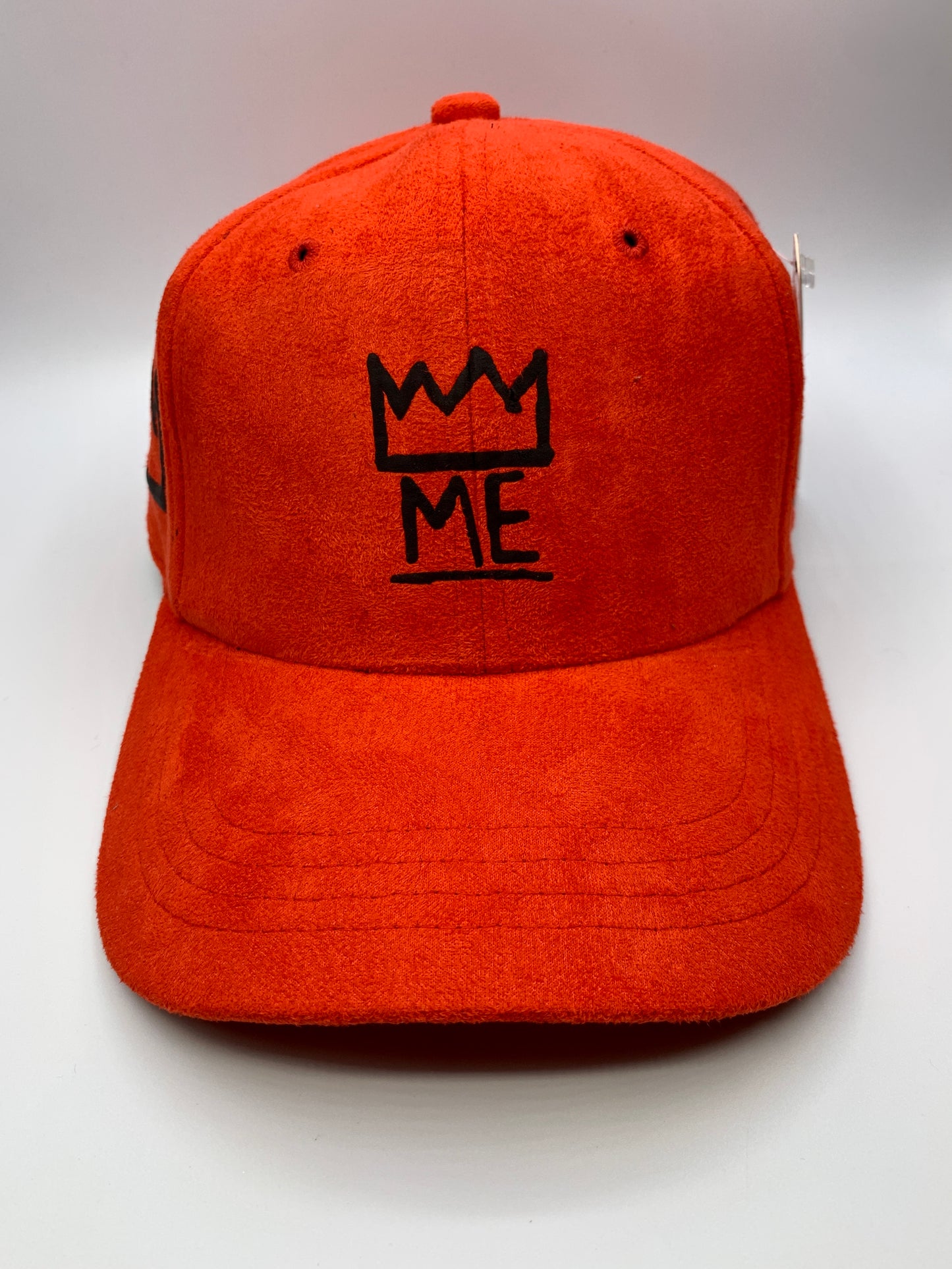 Red Soft Suede Dad Hat with Black Krown