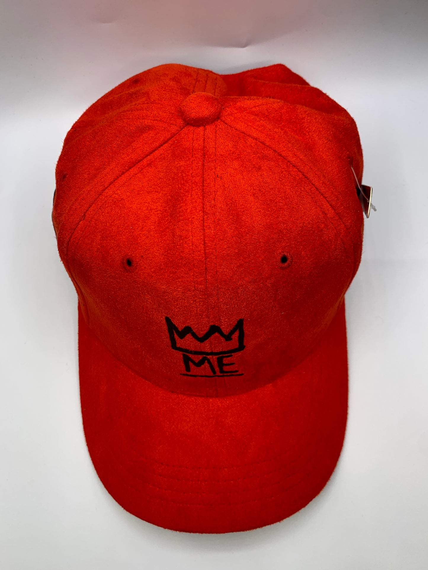 Red Soft Suede Dad Hat with Black Krown