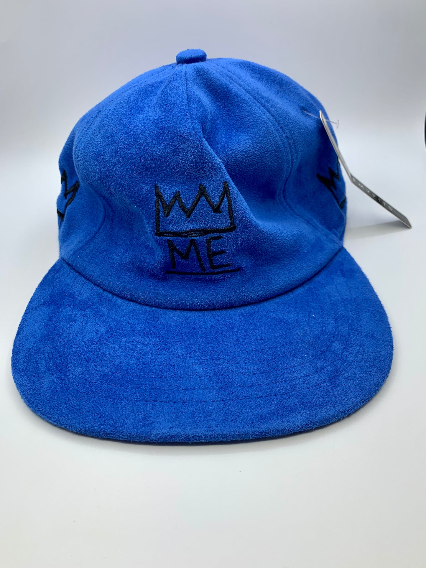 Royal Blue Soft Suede Flat Brim Hat with Black Krown