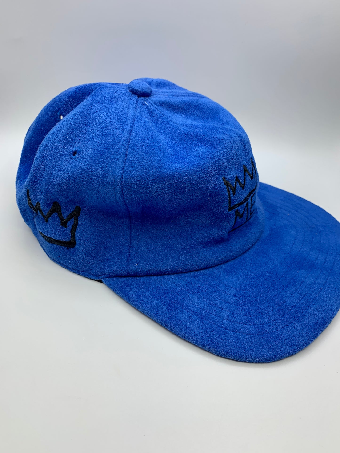 Royal Blue Soft Suede Flat Brim Hat with Black Krown