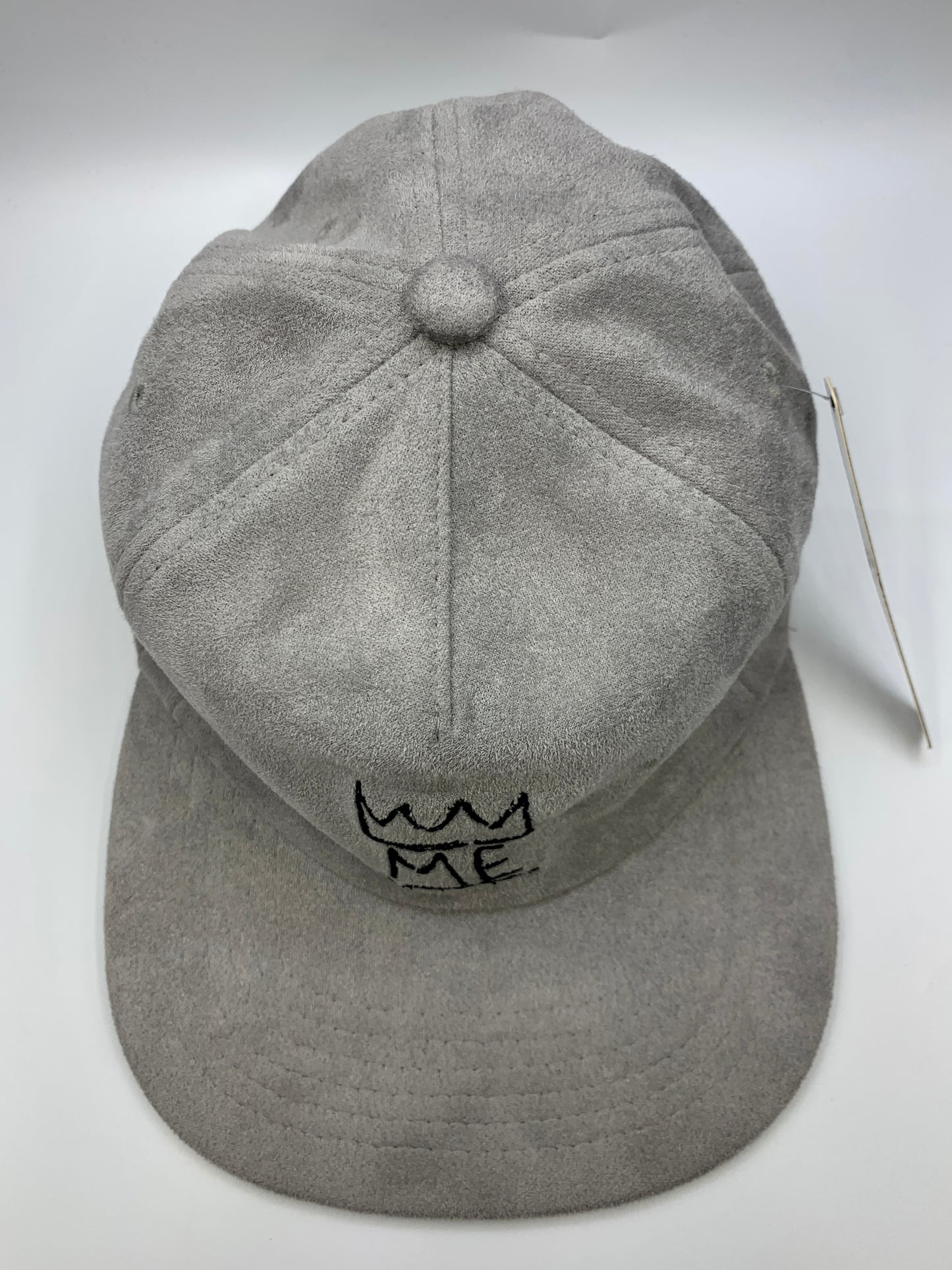 Gray Soft Suede Flat Brim Hat with Black Krown