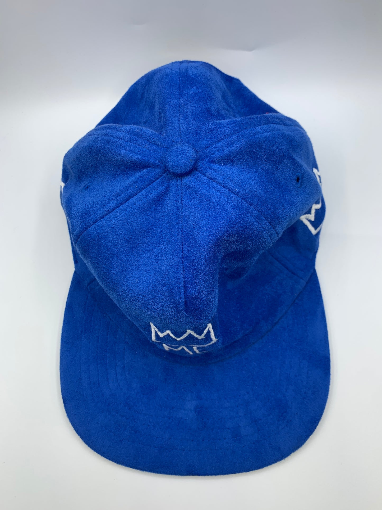 Royal Blue Soft Suede Flat Brim Hat with White Krown