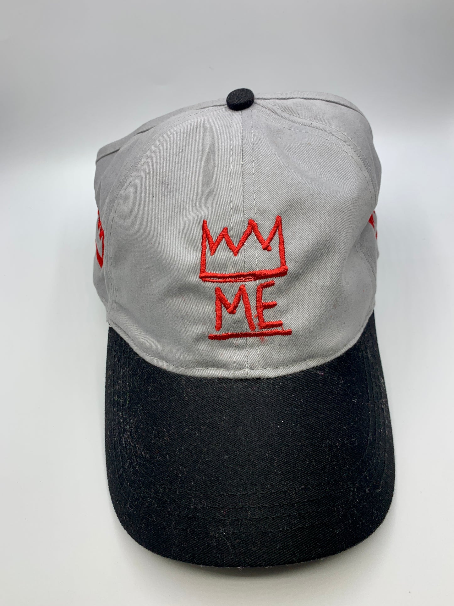 Gray & Black Ponytail Hat with Red Krown