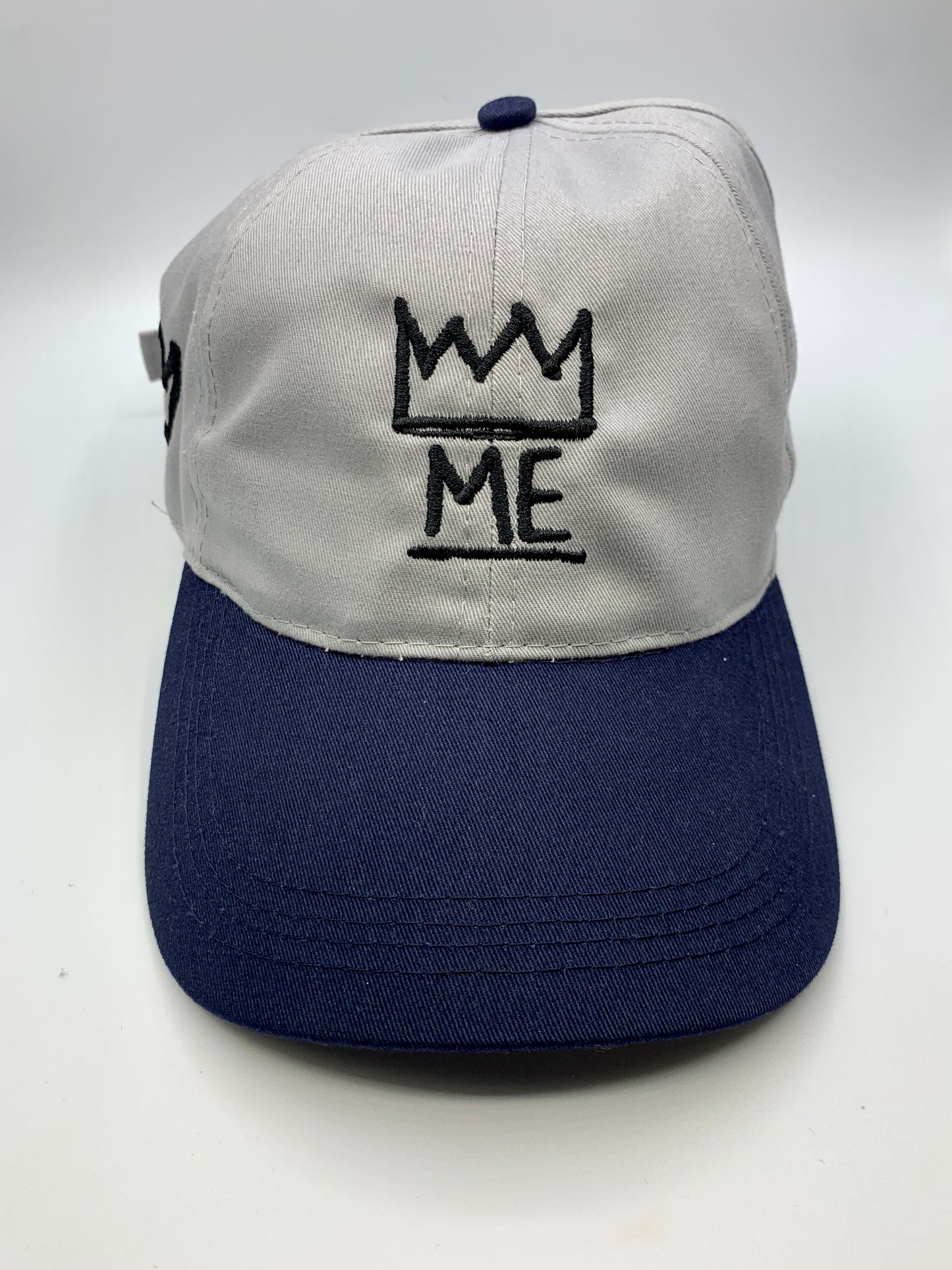 Gray & Blue Ponytail Hat with Black Krown