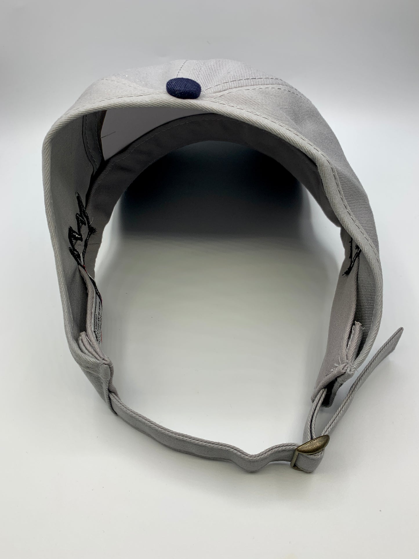 Gray & Blue Ponytail Hat with Black Krown