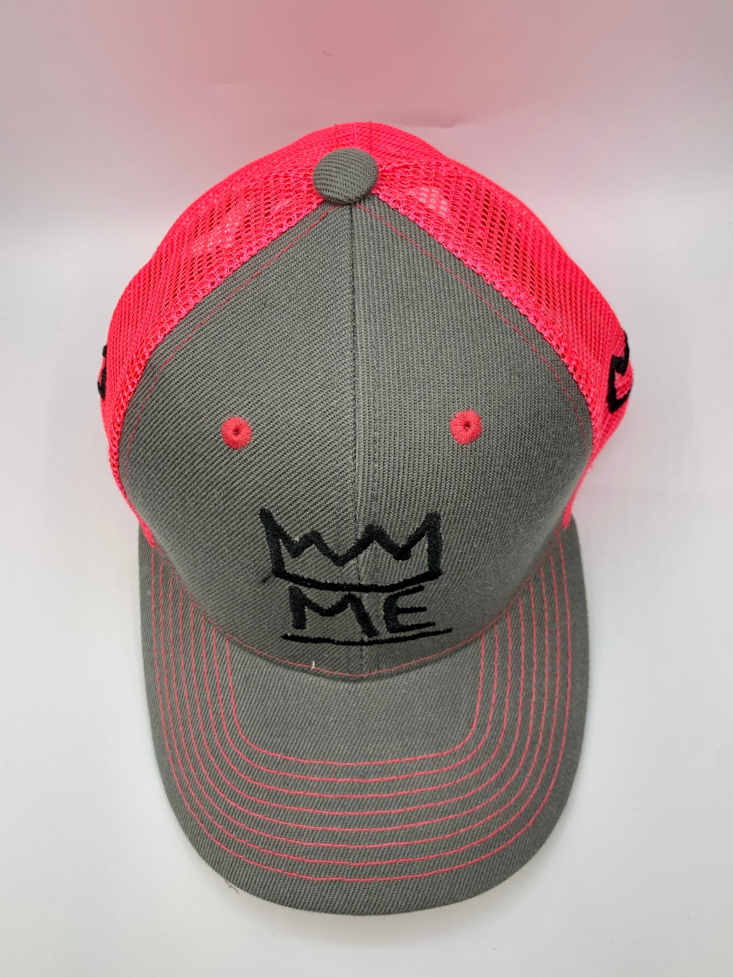 Gray & Pink Netted Dad Hat with Black Krown