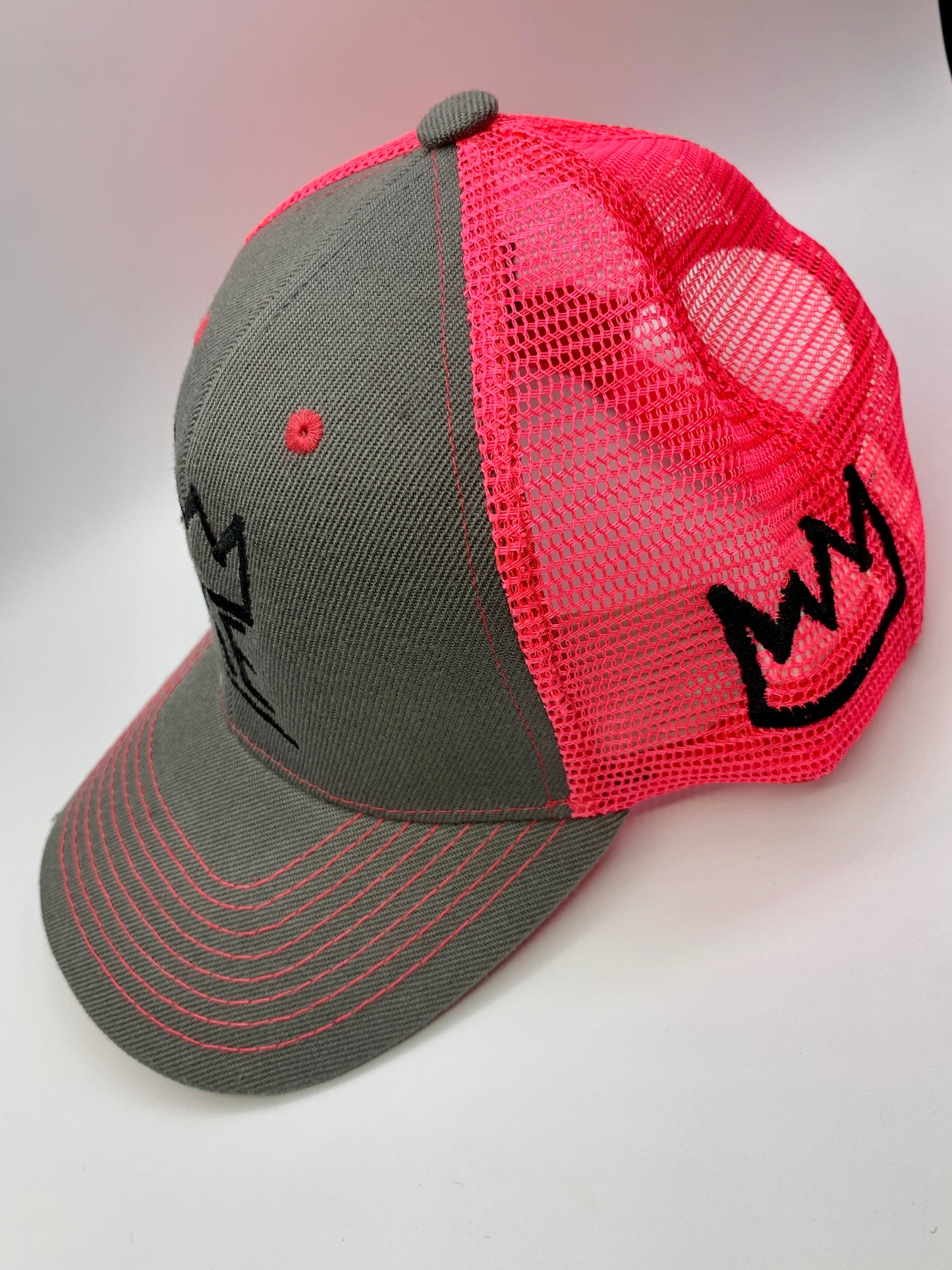 Gray & Pink Netted Dad Hat with Black Krown