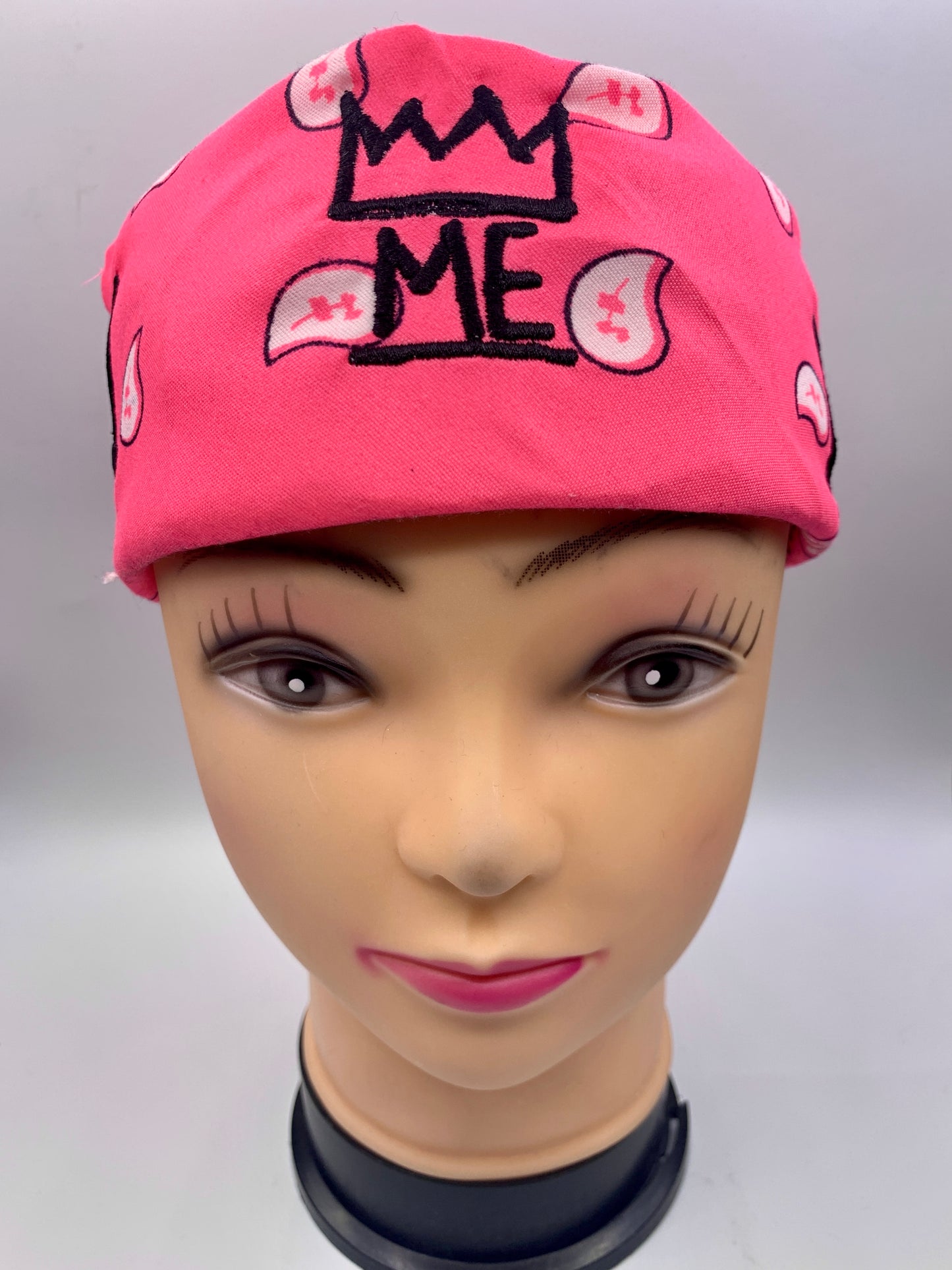 Pink Bandana with Black Krown