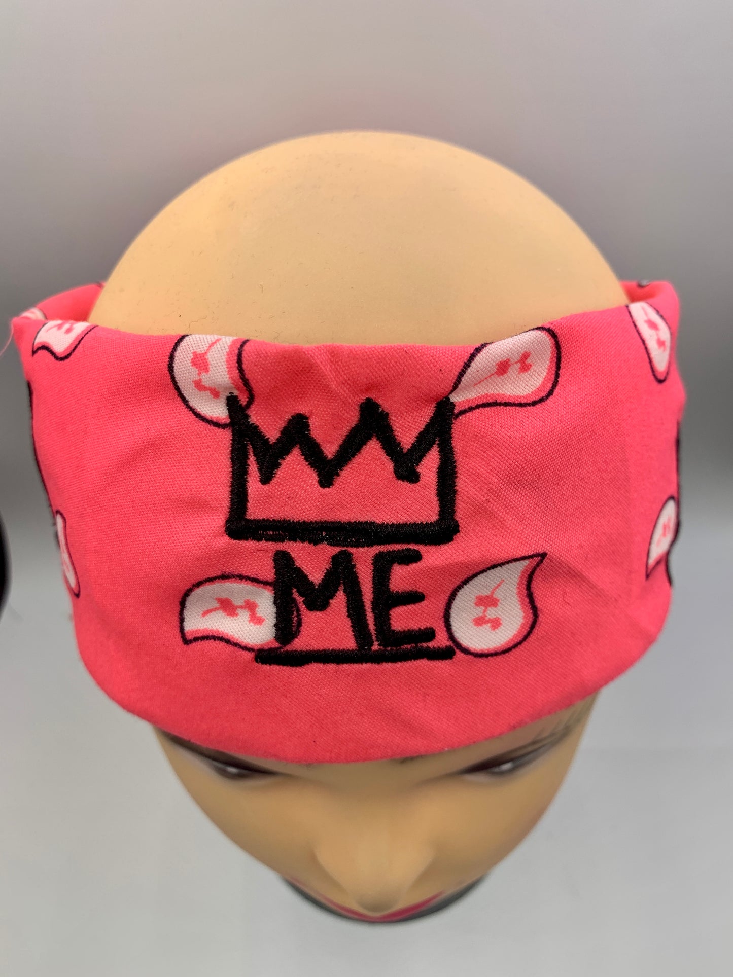 Pink Bandana with Black Krown