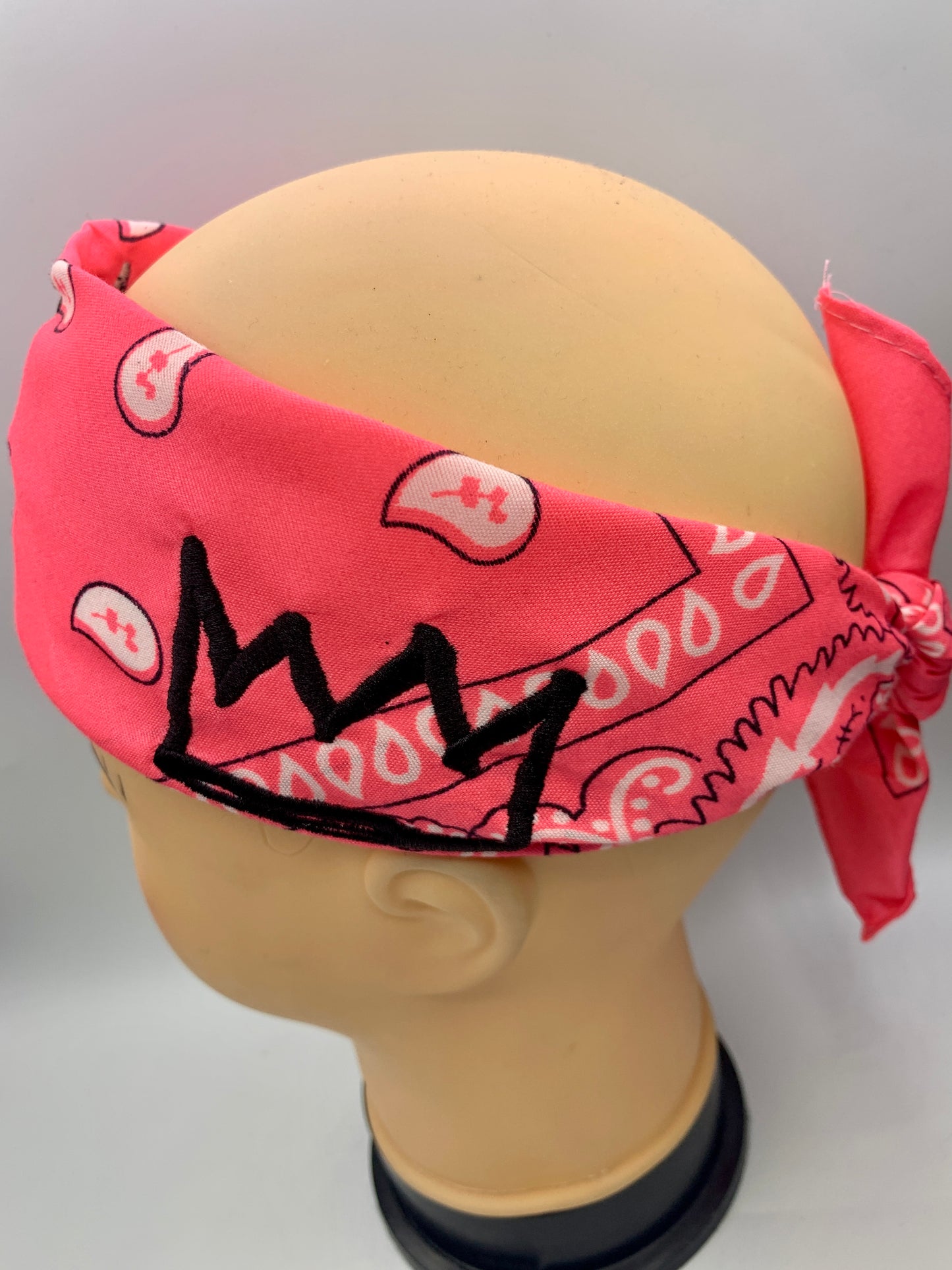 Pink Bandana with Black Krown