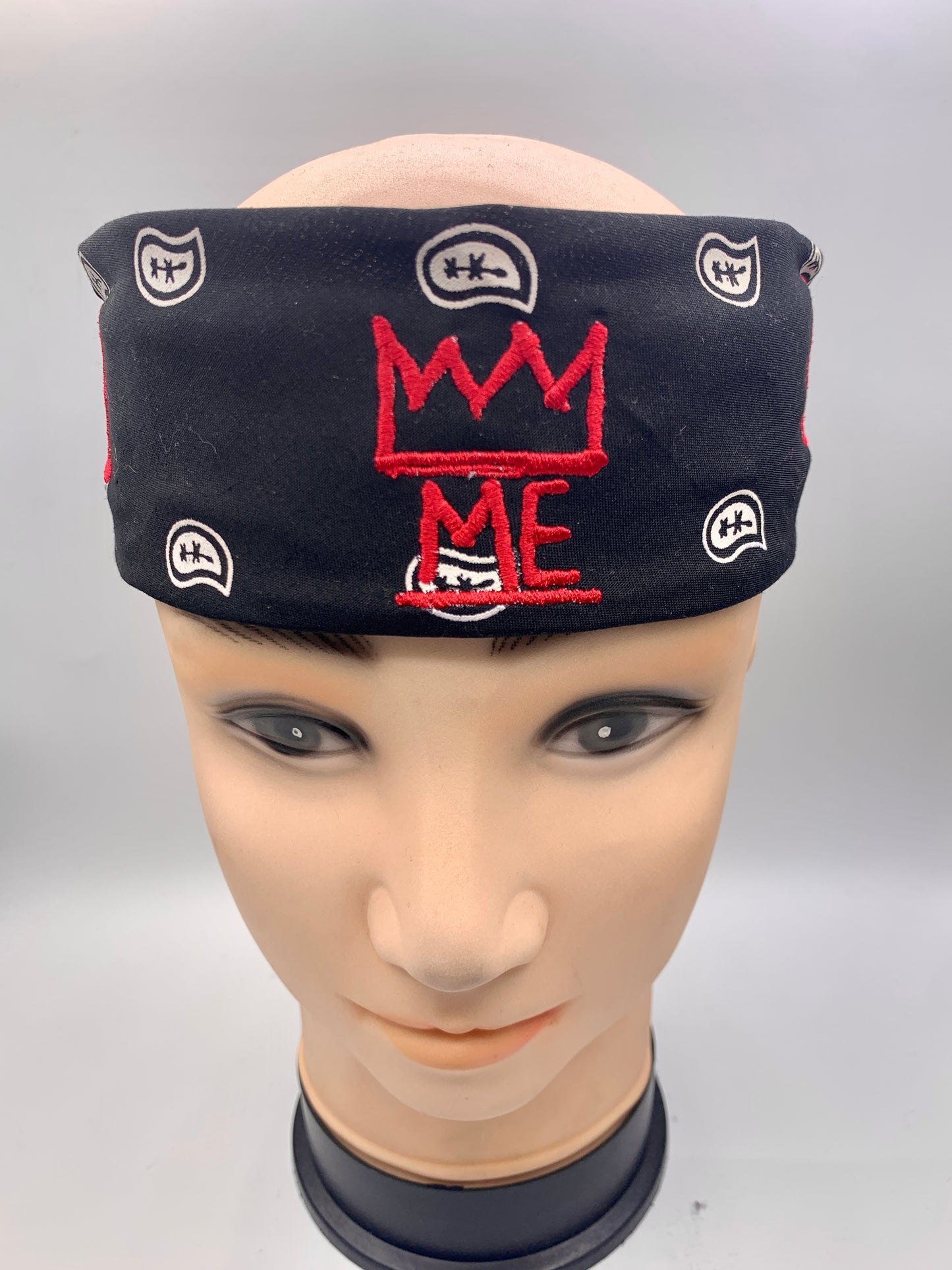 Black Bandana with Red Krown