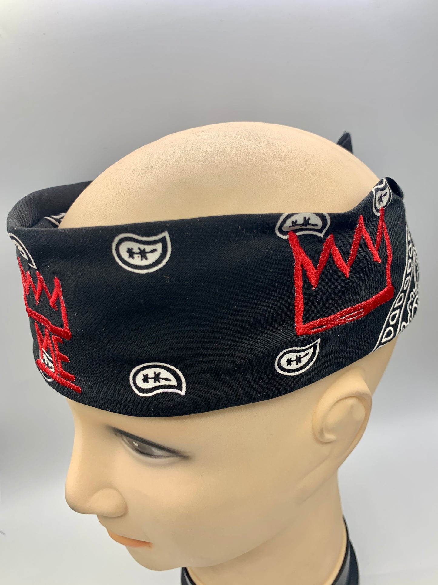 Black Bandana with Red Krown