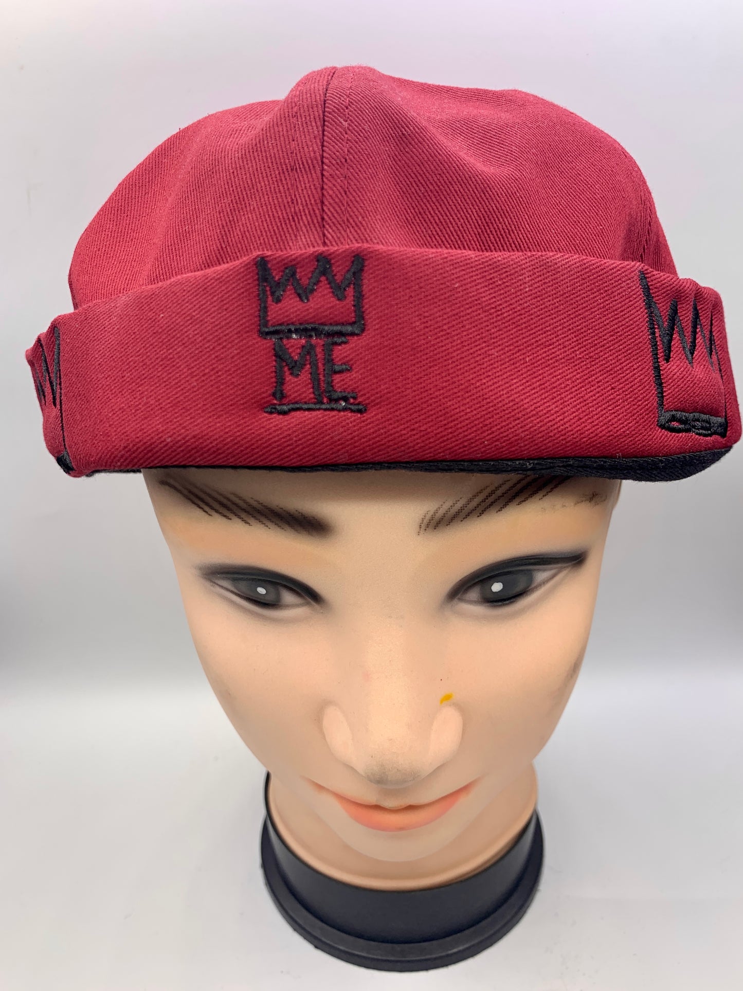 Maroon Brimless Hat with Black Krown