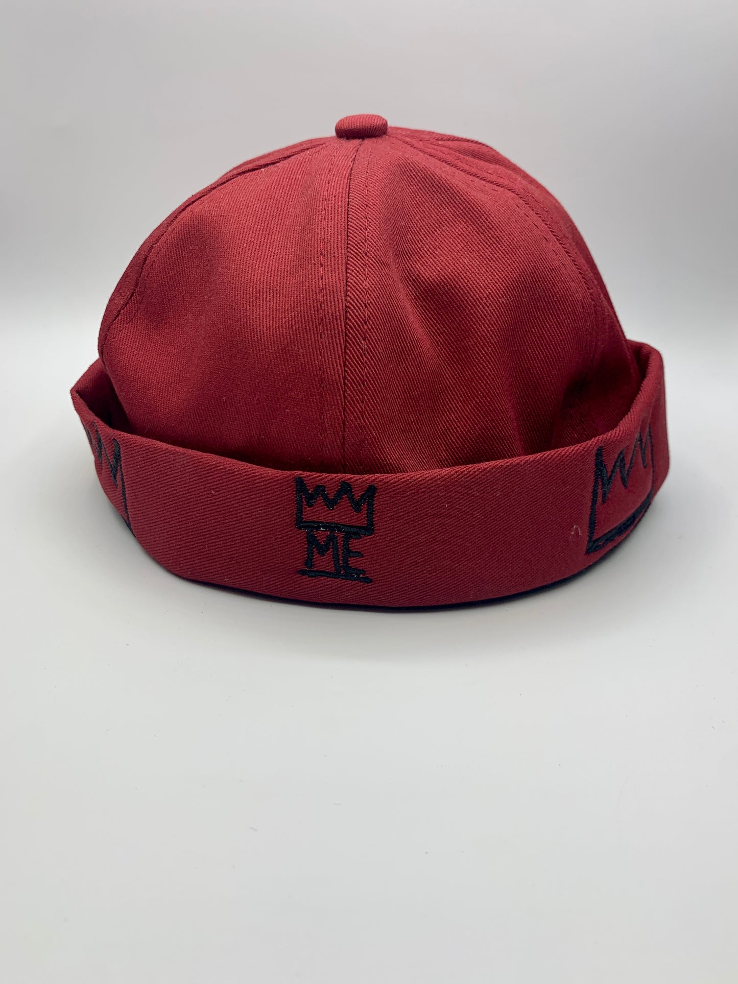 Maroon Brimless Hat with Black Krown