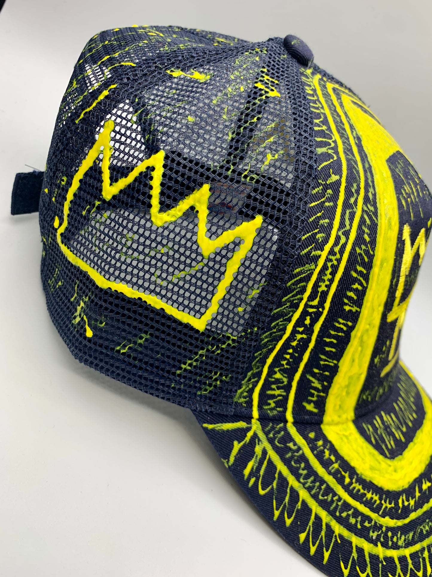 Black & Yellow Hand-Painted Dad Hat with Yellow Krown