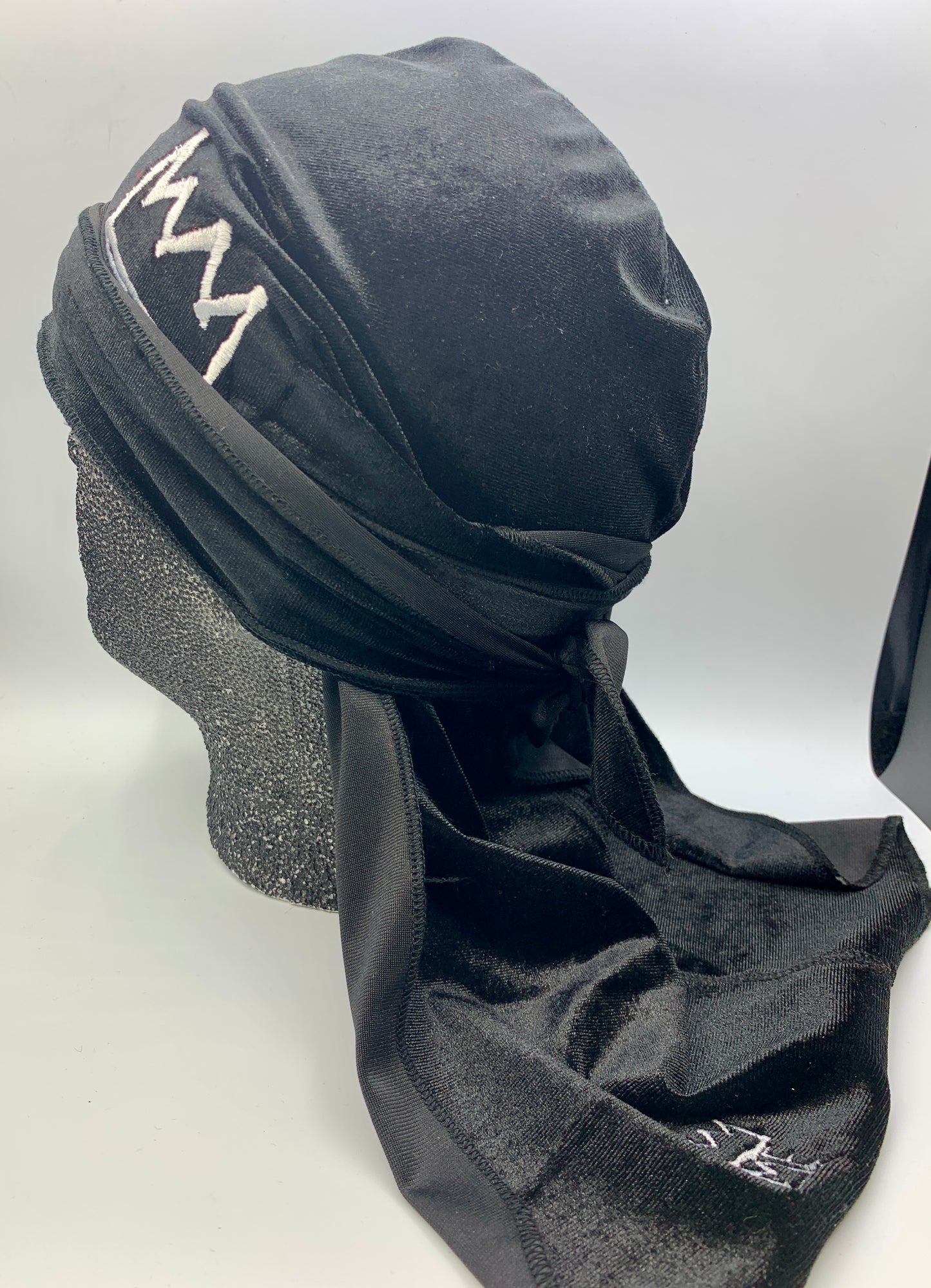 Black Durag with White Krown