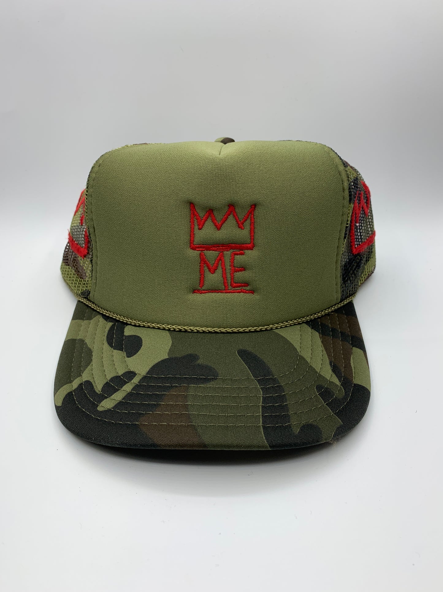 Green Camo Trucker with Red Krown