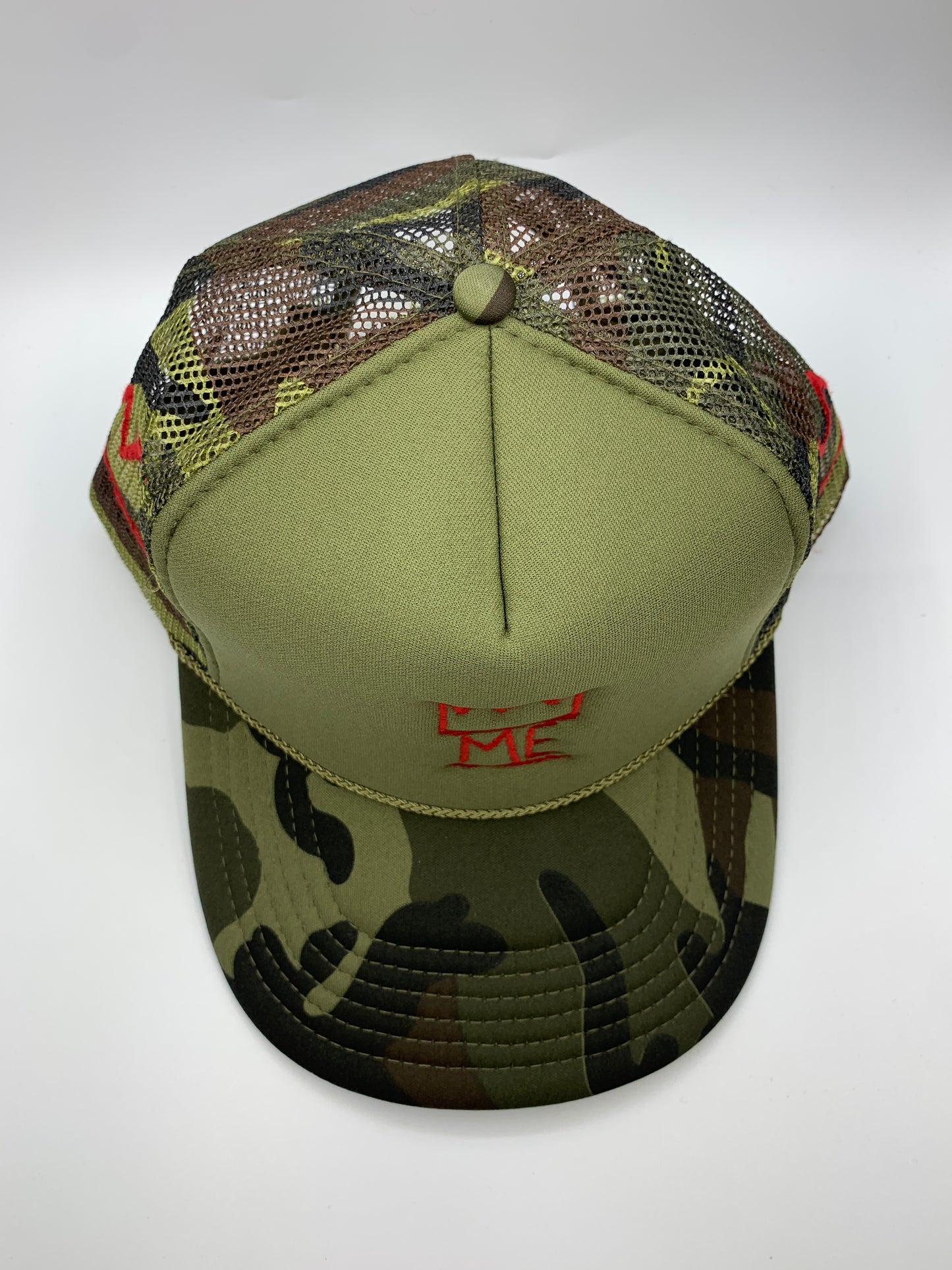 Green Camo Trucker with Red Krown