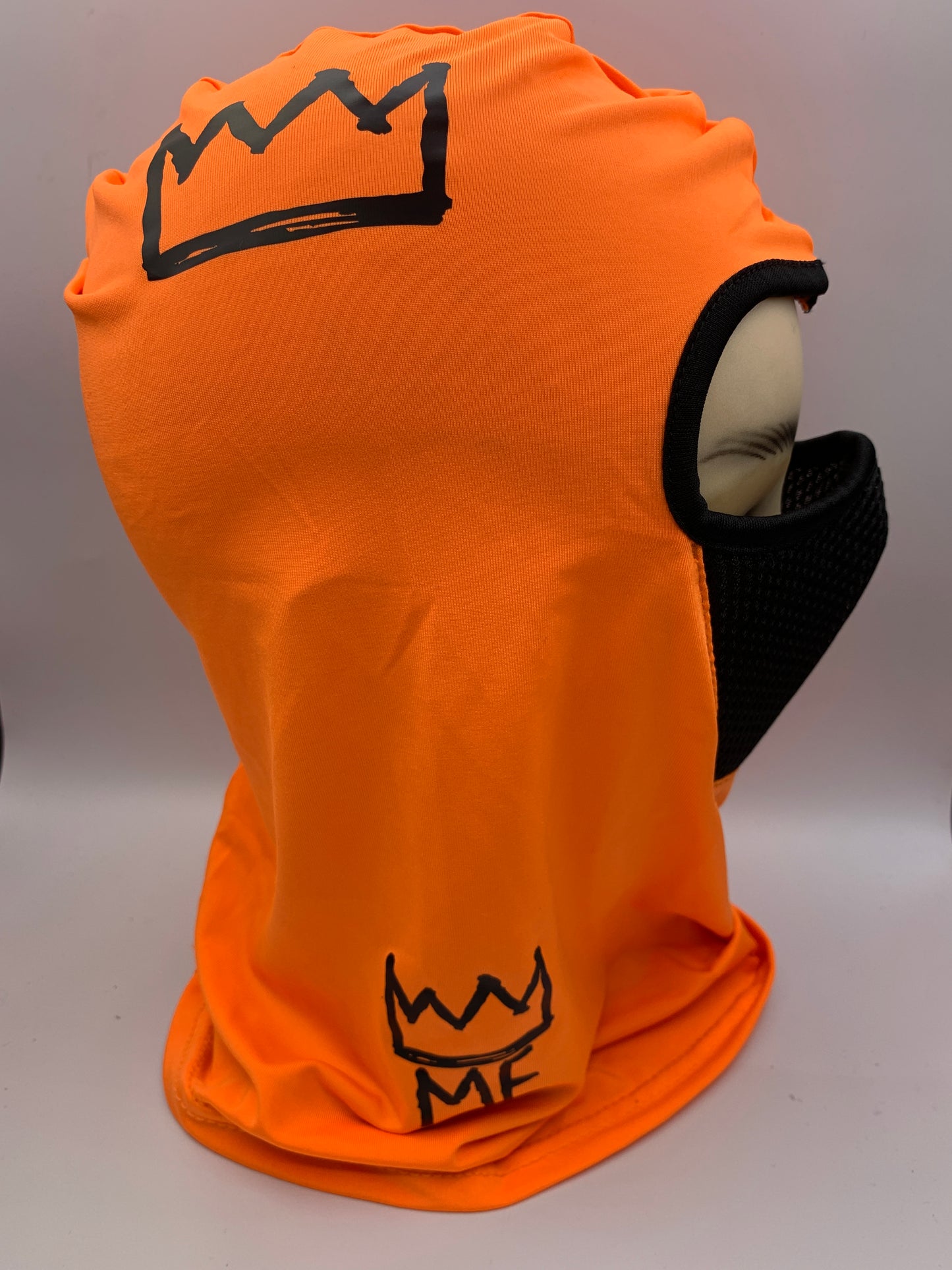 Orange Shiesty Ski Mask with Filter and Black Krown