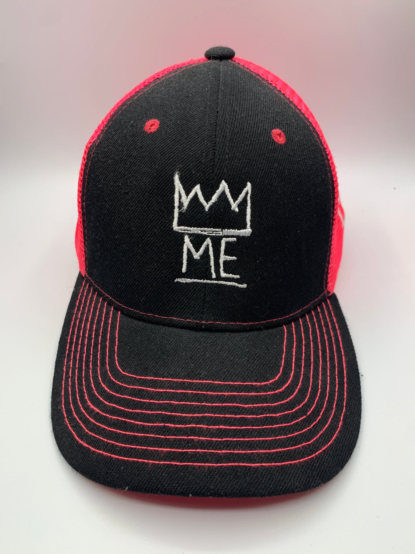 Black & Pink Snapback with White Krown