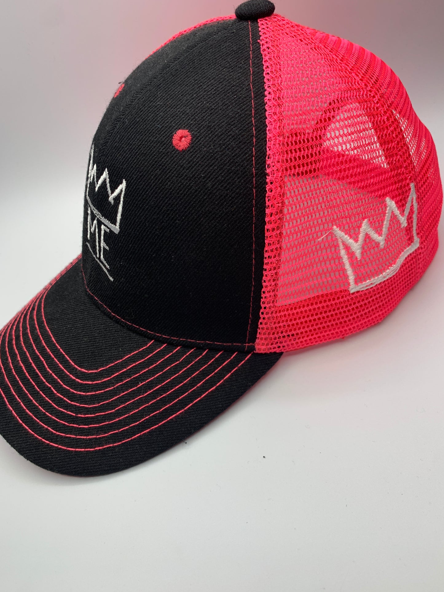 Black & Pink Snapback with White Krown