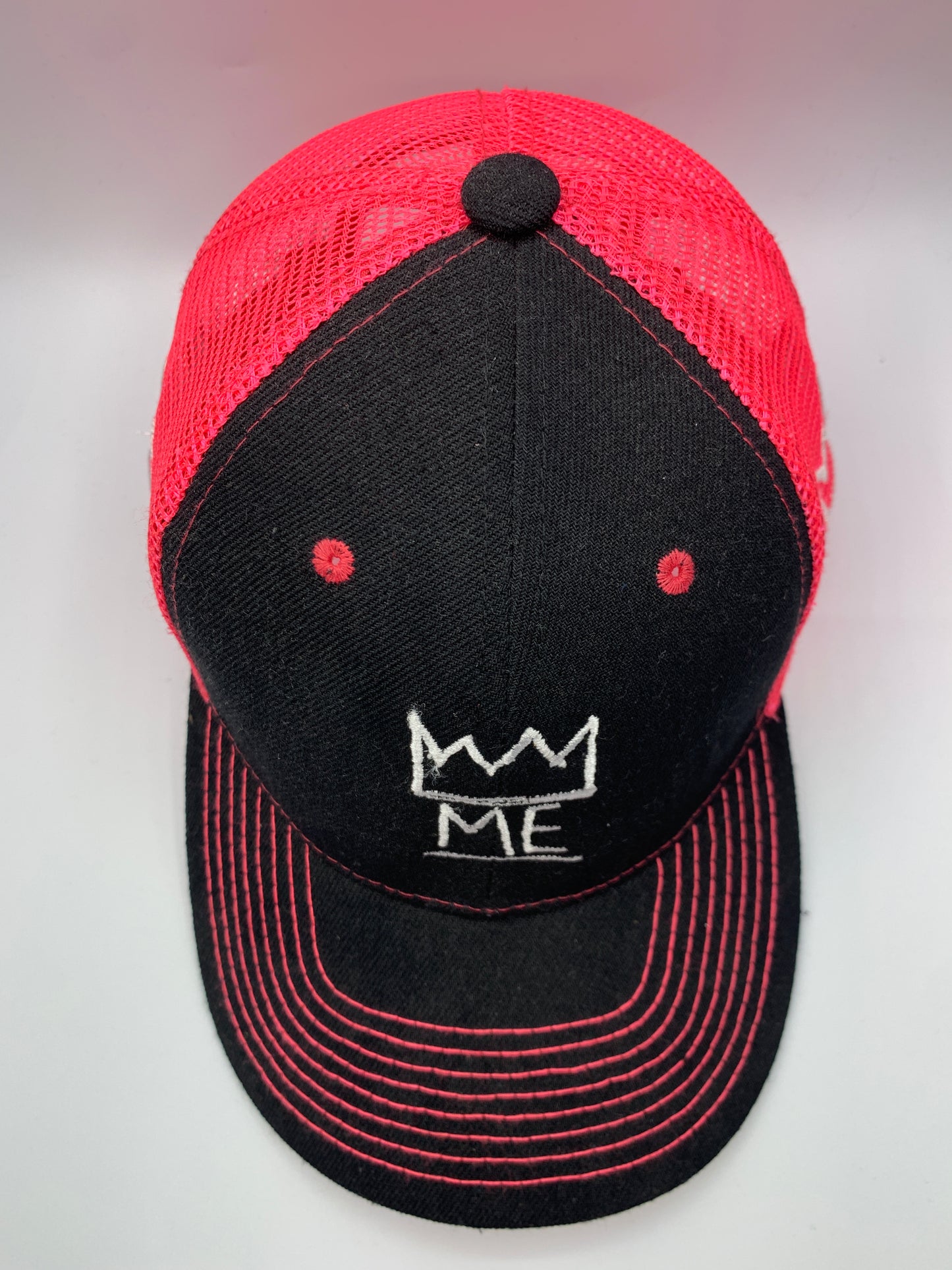 Black & Pink Snapback with White Krown