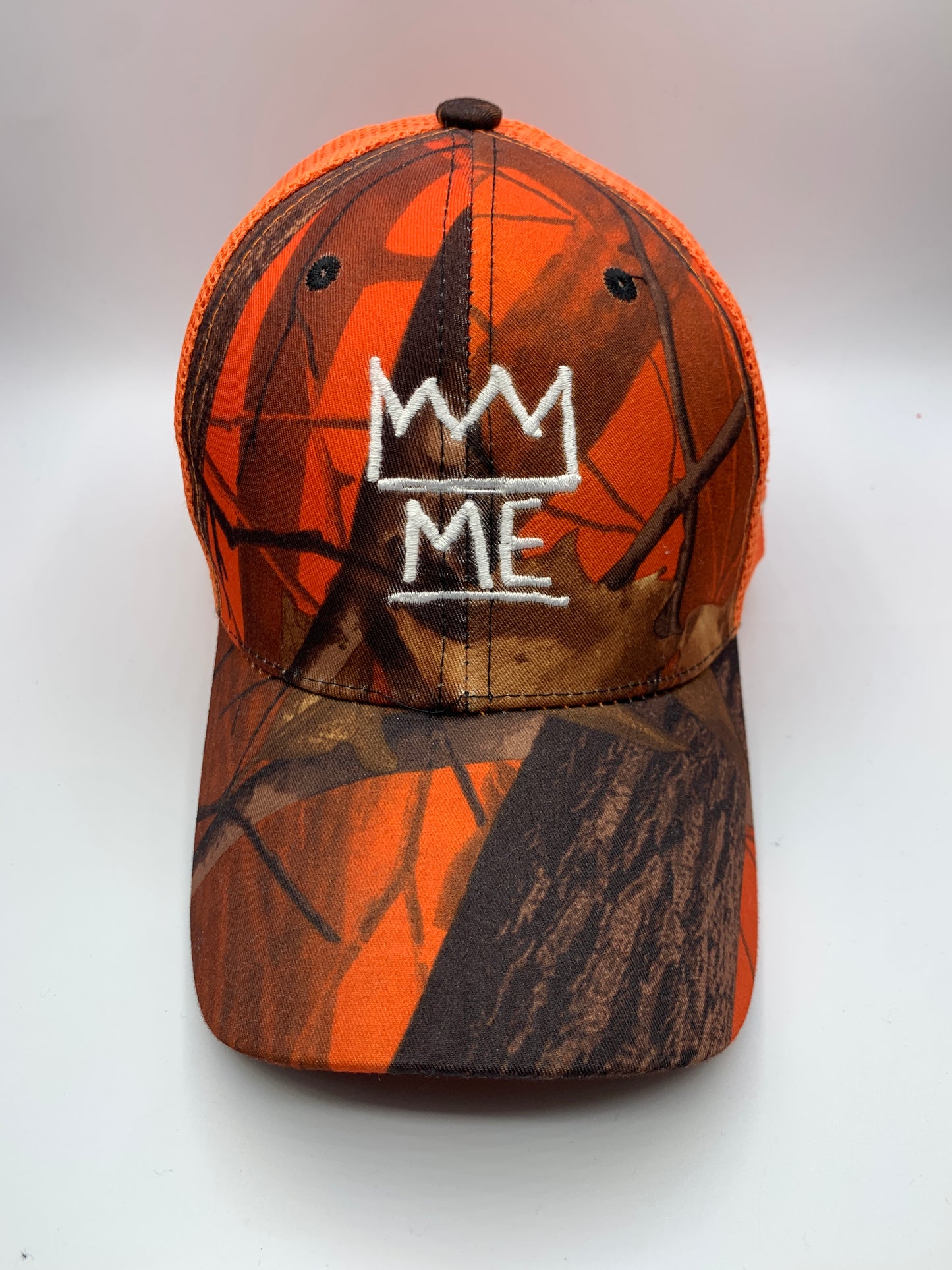 Orange Hunter Camo Trucker with White Krown