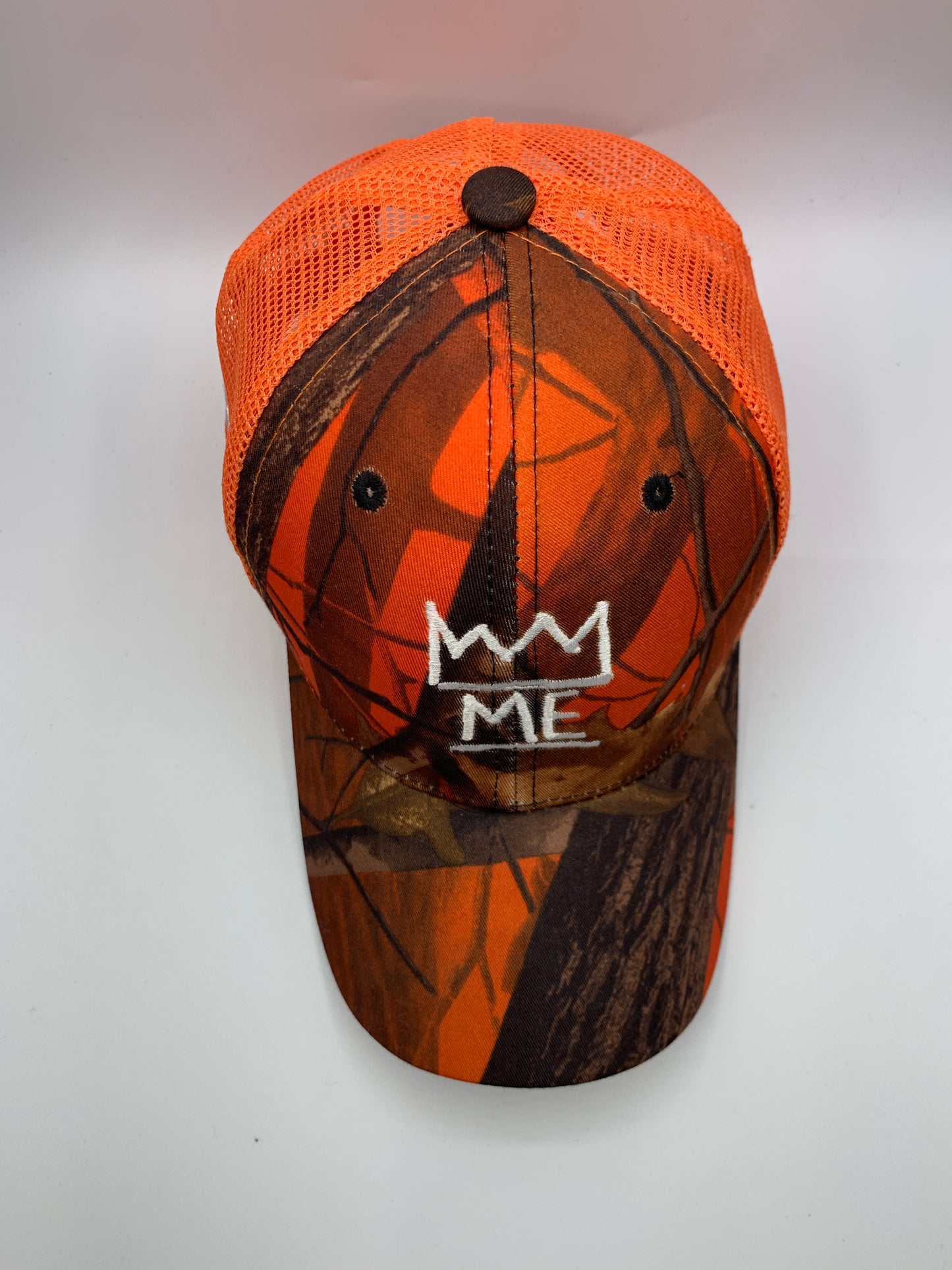 Orange Hunter Camo Trucker with White Krown
